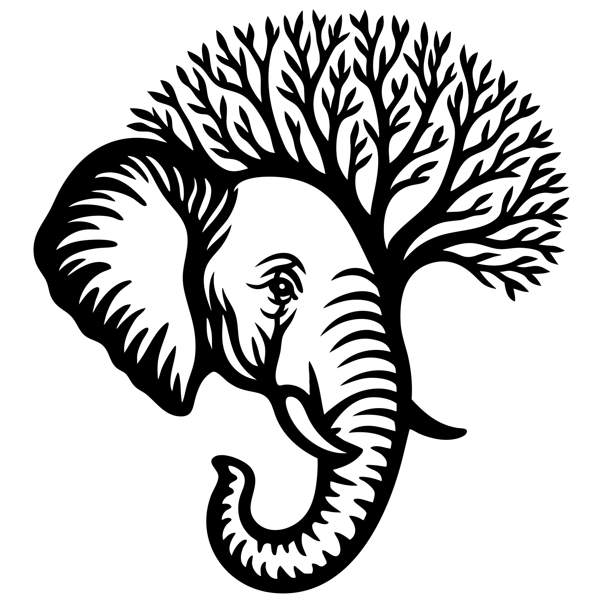 Elephant Tree Head DXF File – CNC Cutting Design | AWELEPHANT81