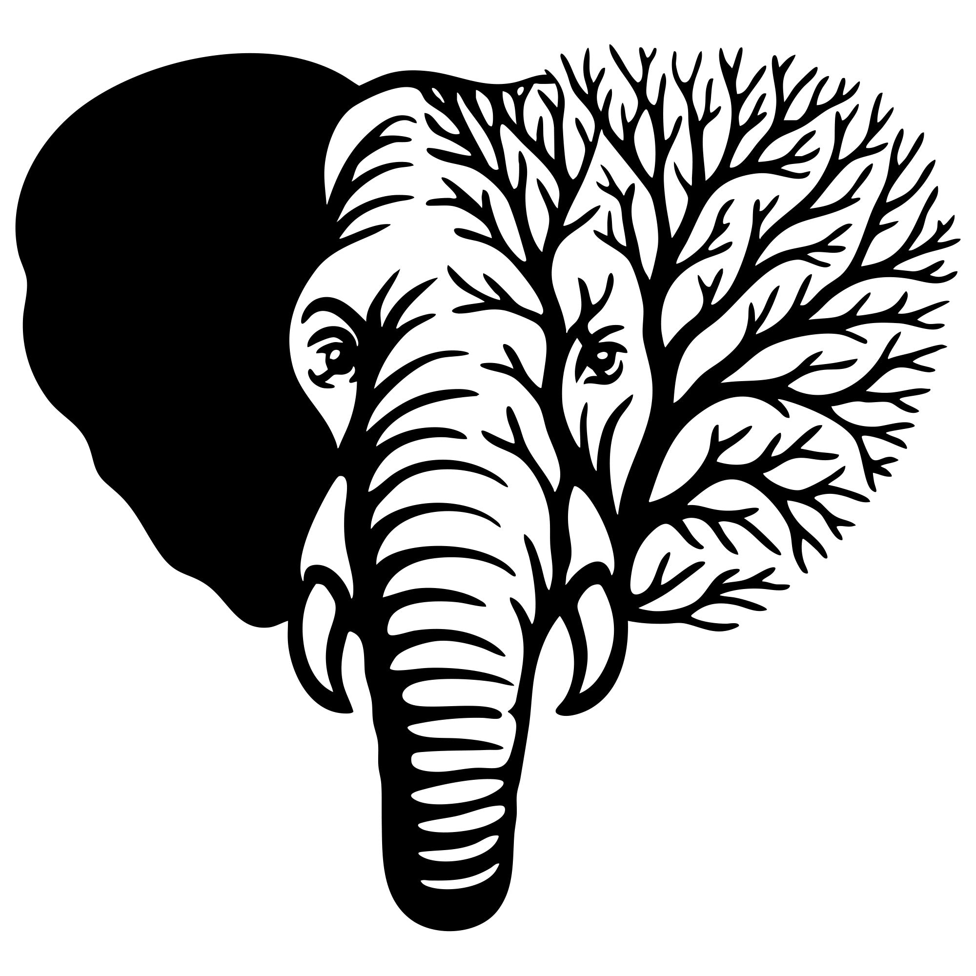 Elephant Tree Head DXF File – CNC Cutting Design | AWELEPHANT82