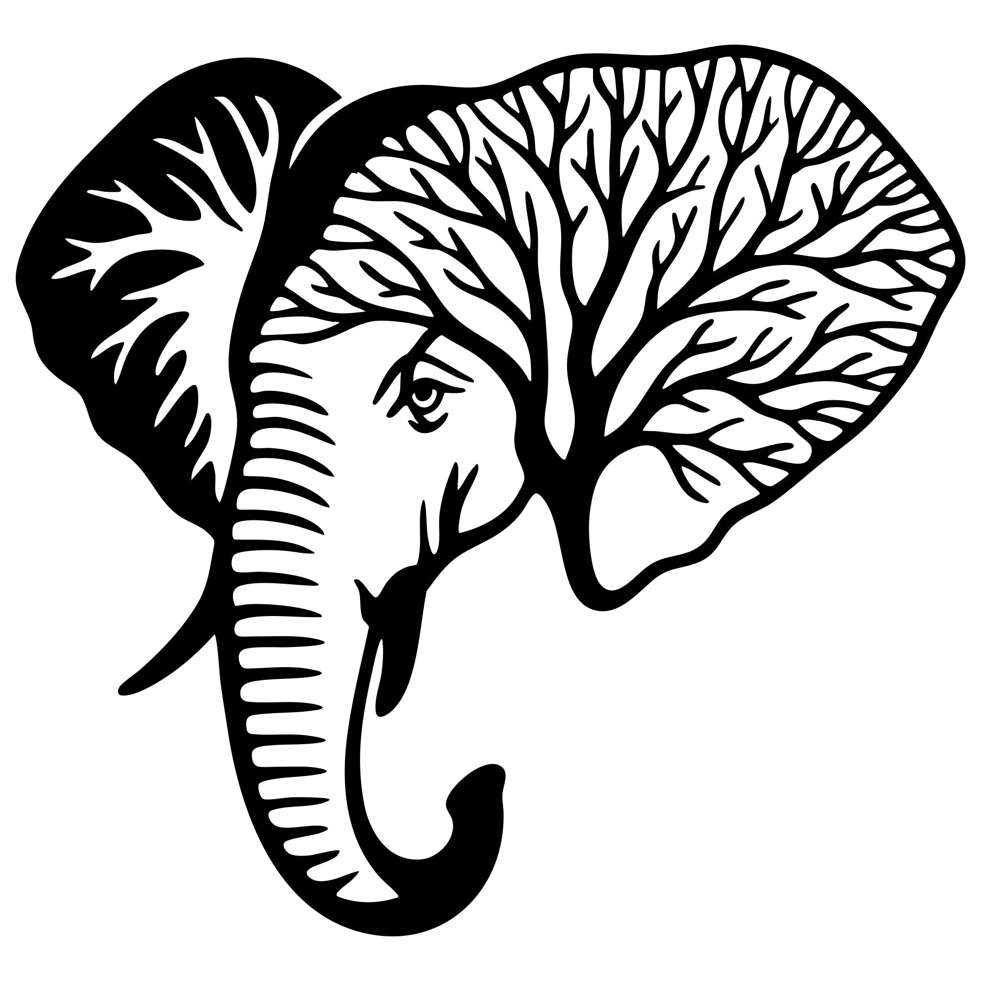 Elephant Tree Head DXF File – CNC Cutting Design | AWELEPHANT83