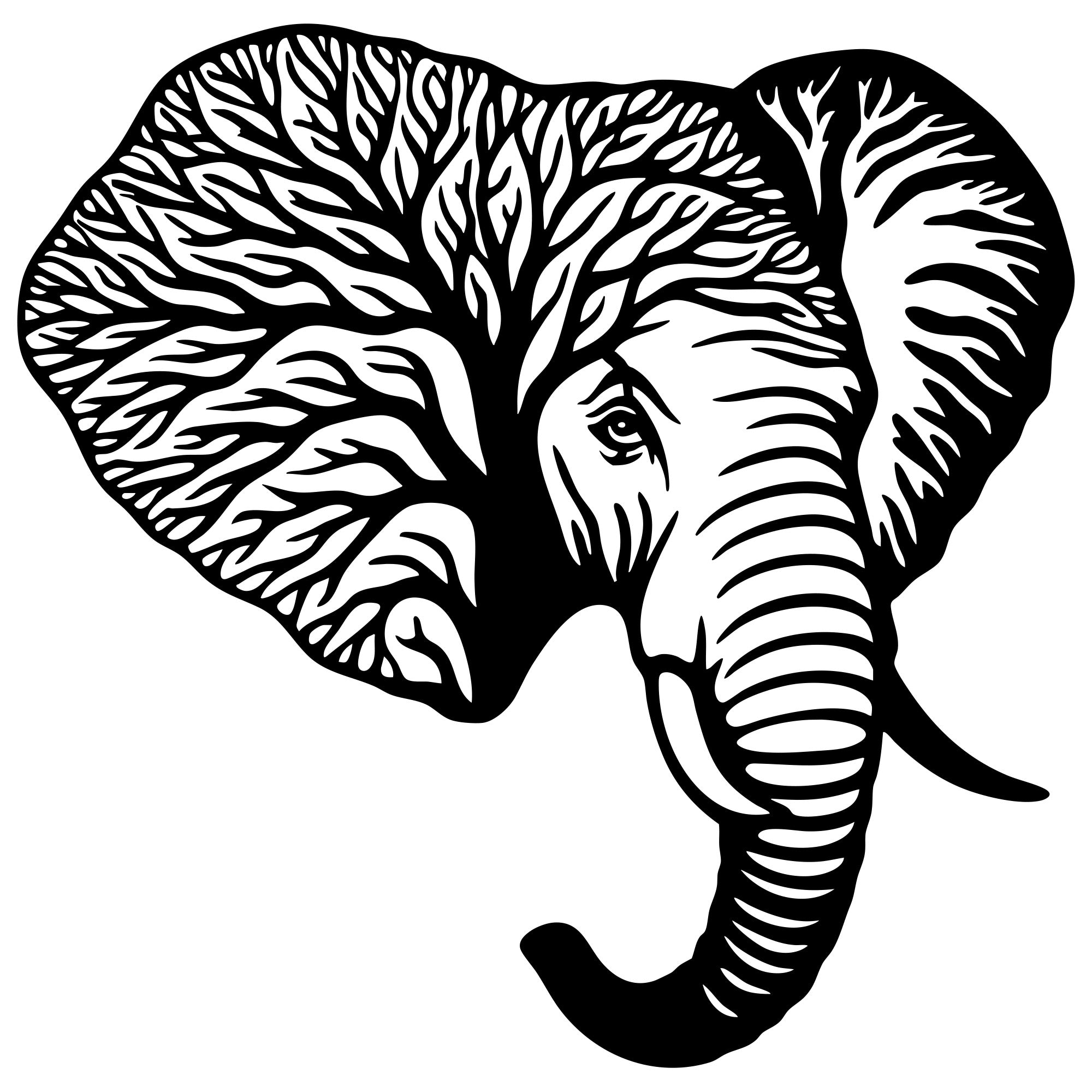 Elephant Tree Head DXF File – CNC Cutting Design | AWELEPHANT85