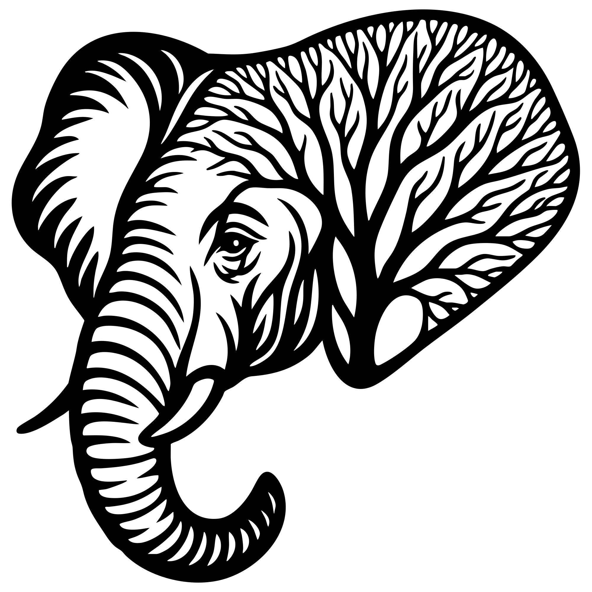 Elephant Tree Head DXF File – CNC Cutting Design | AWELEPHANT86