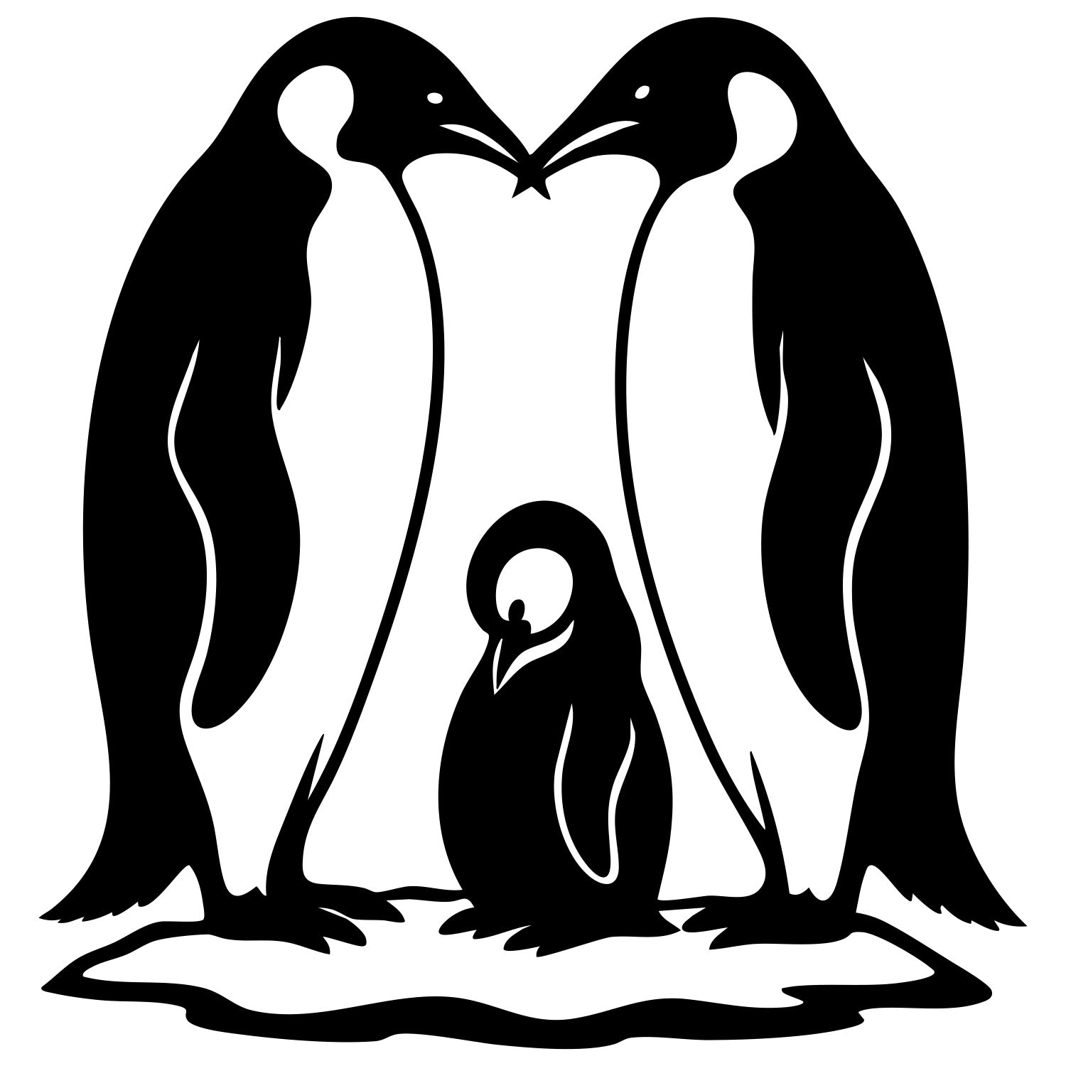 Emperor Penguin Family DXF File – CNC Cutting Design | ABPENGUIN152