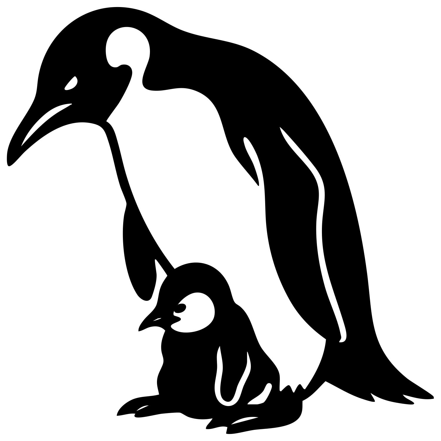 Emperor Penguin With Chick DXF File – CNC Cutting Design | ABPENGUIN100