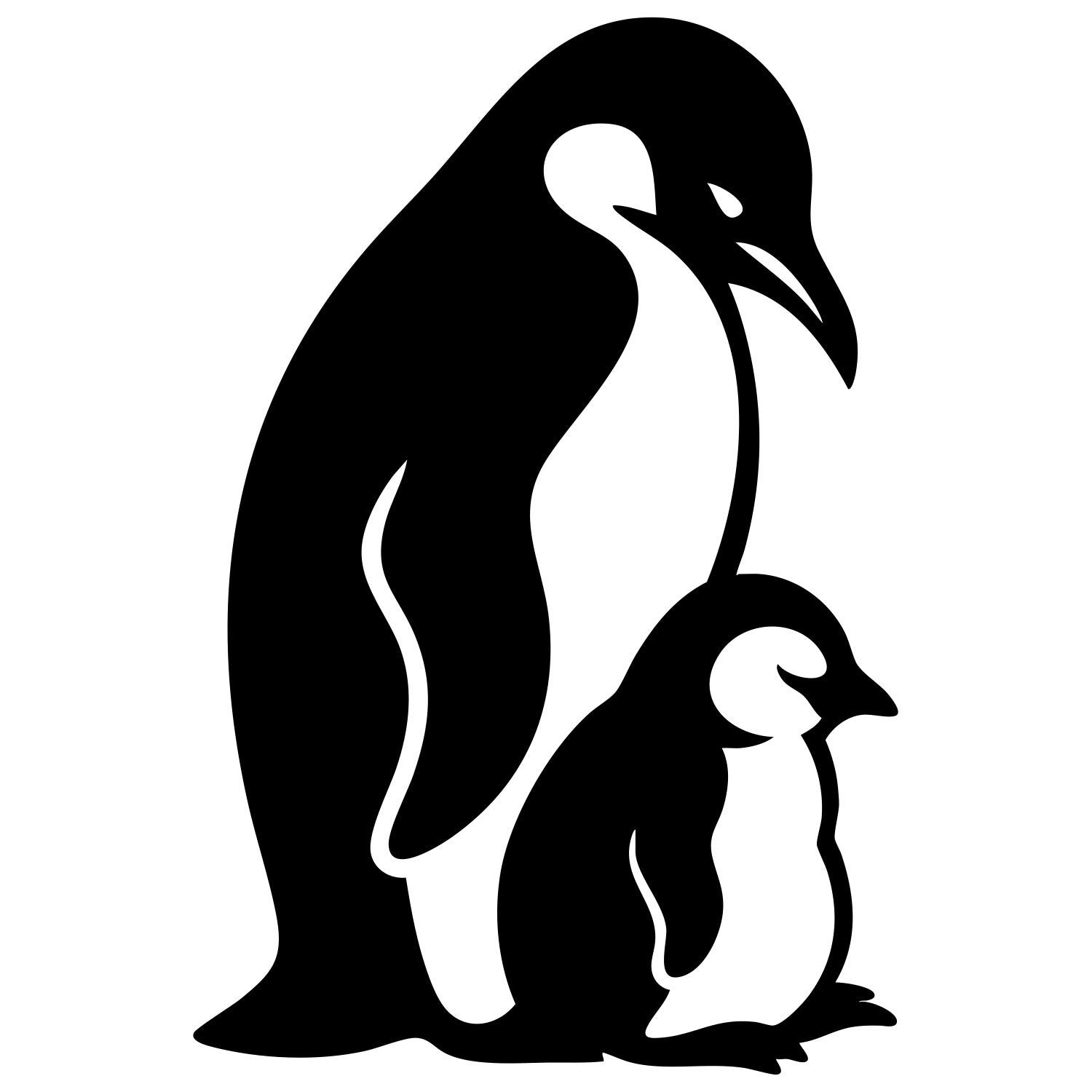 Emperor Penguin With Chick DXF File – CNC Cutting Design | ABPENGUIN140