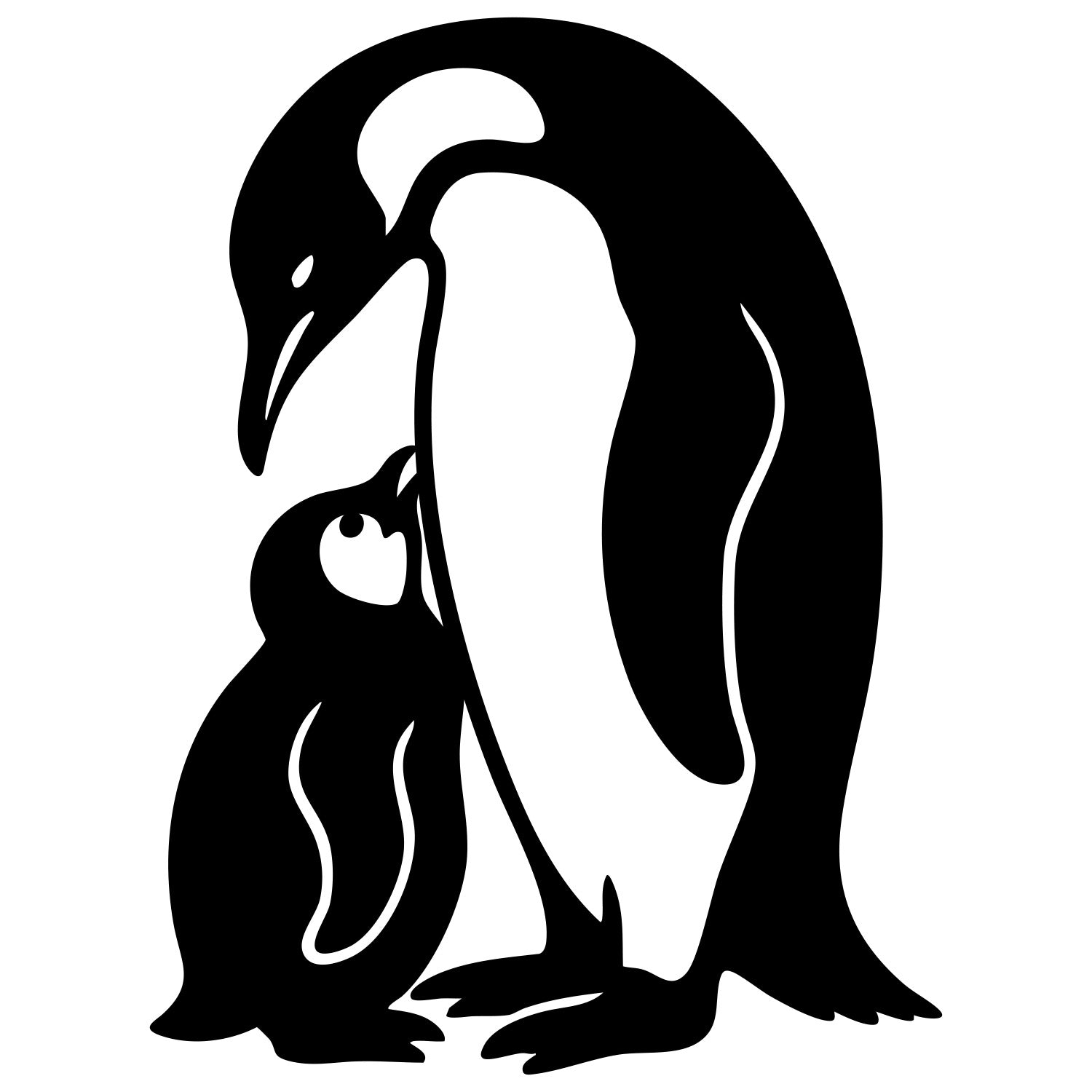 Emperor Penguin With Chick DXF File – CNC Cutting Design | ABPENGUIN66