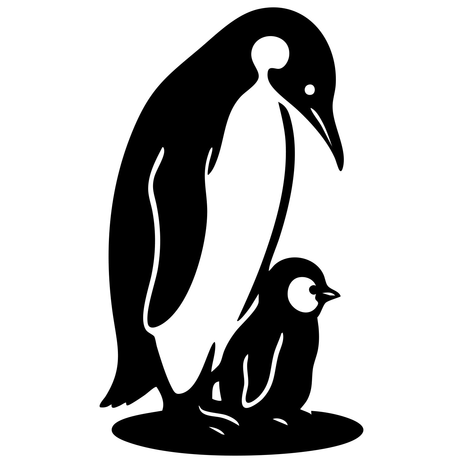 Emperor Penguin With Chick DXF File – CNC Cutting Design | ABPENGUIN9