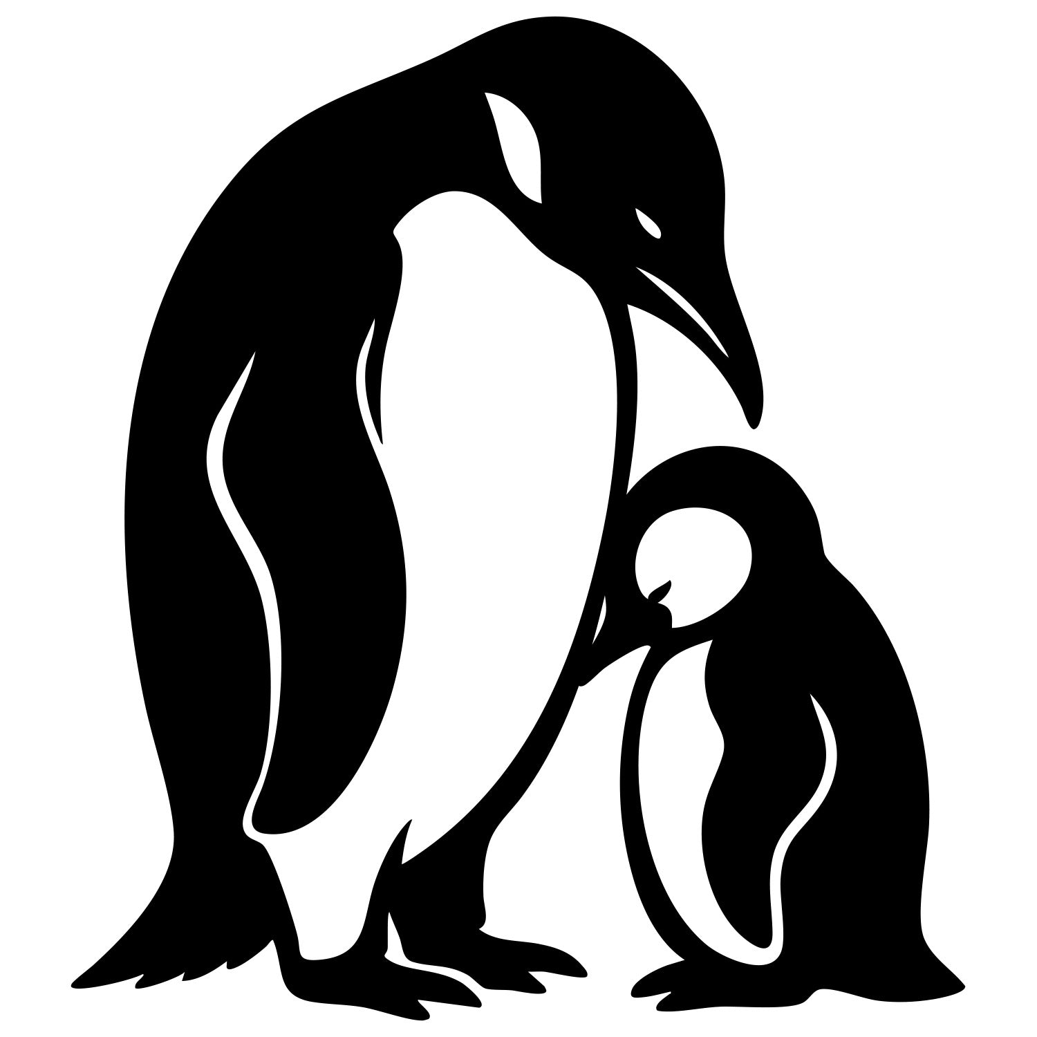 Emperor Penguin With Chick DXF File – CNC Cutting Design | ABPENGUIN90