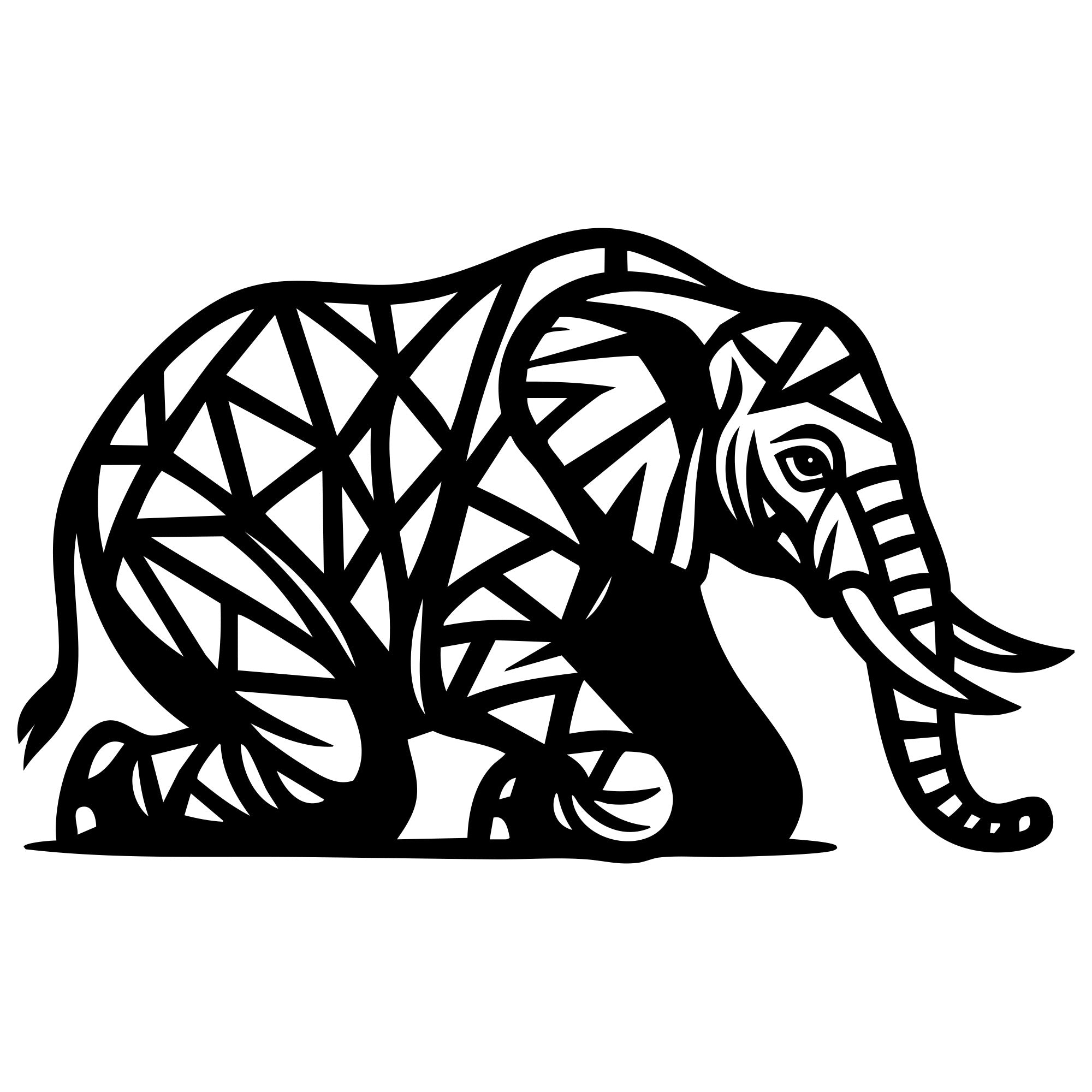 Geometric Elephant DXF File – CNC Cutting Design | AWELEPHANT175