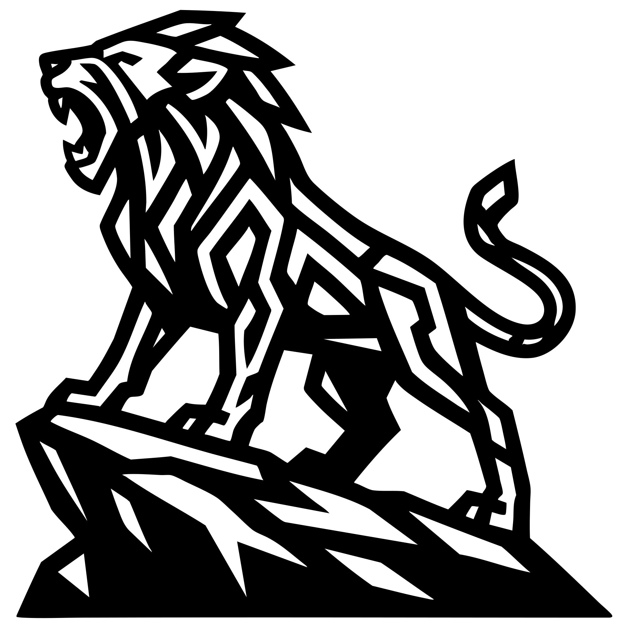 Geometric Lion DXF File – CNC Cutting Design | AWLION43