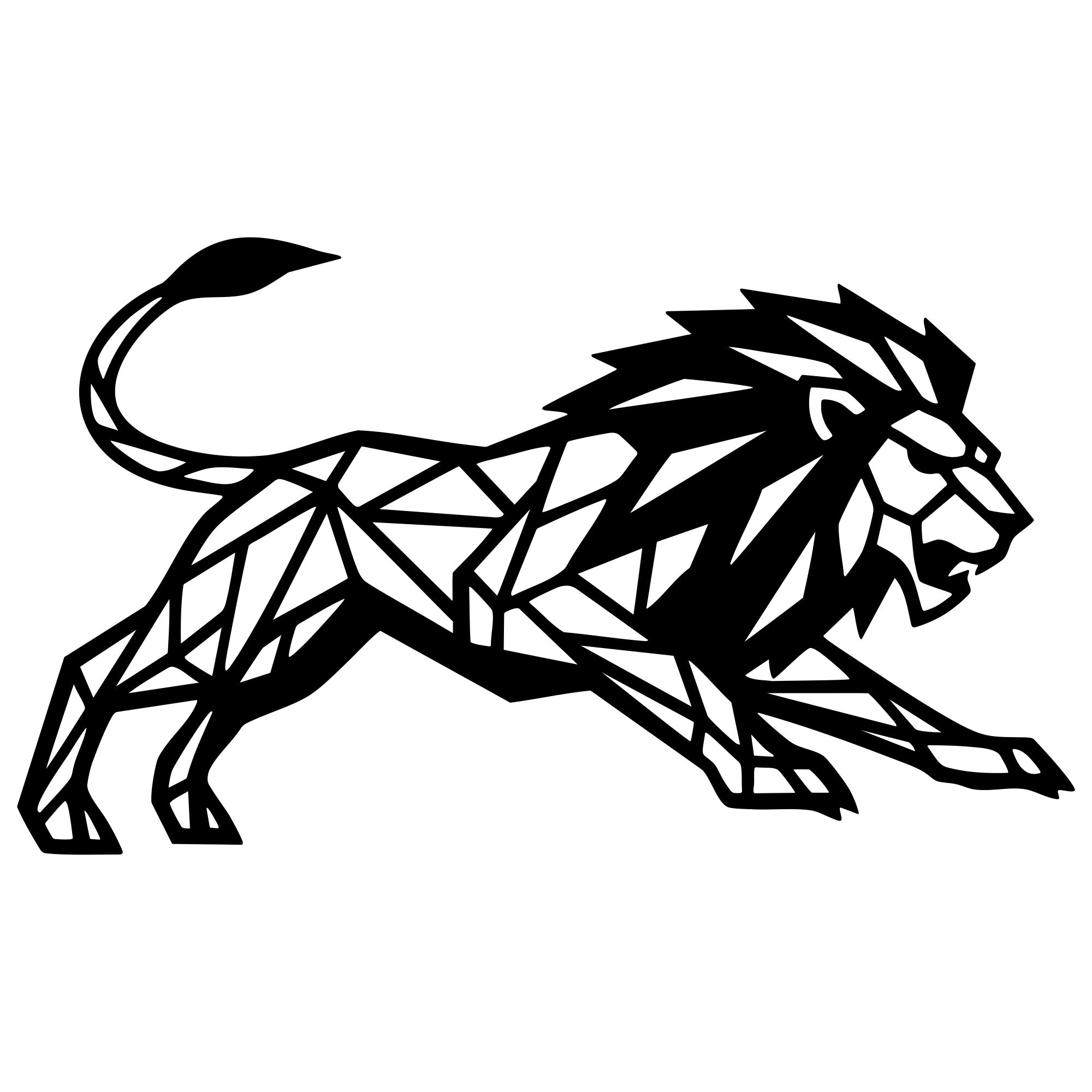 Geometric Lion DXF File – CNC Cutting Design | AWLION1000
