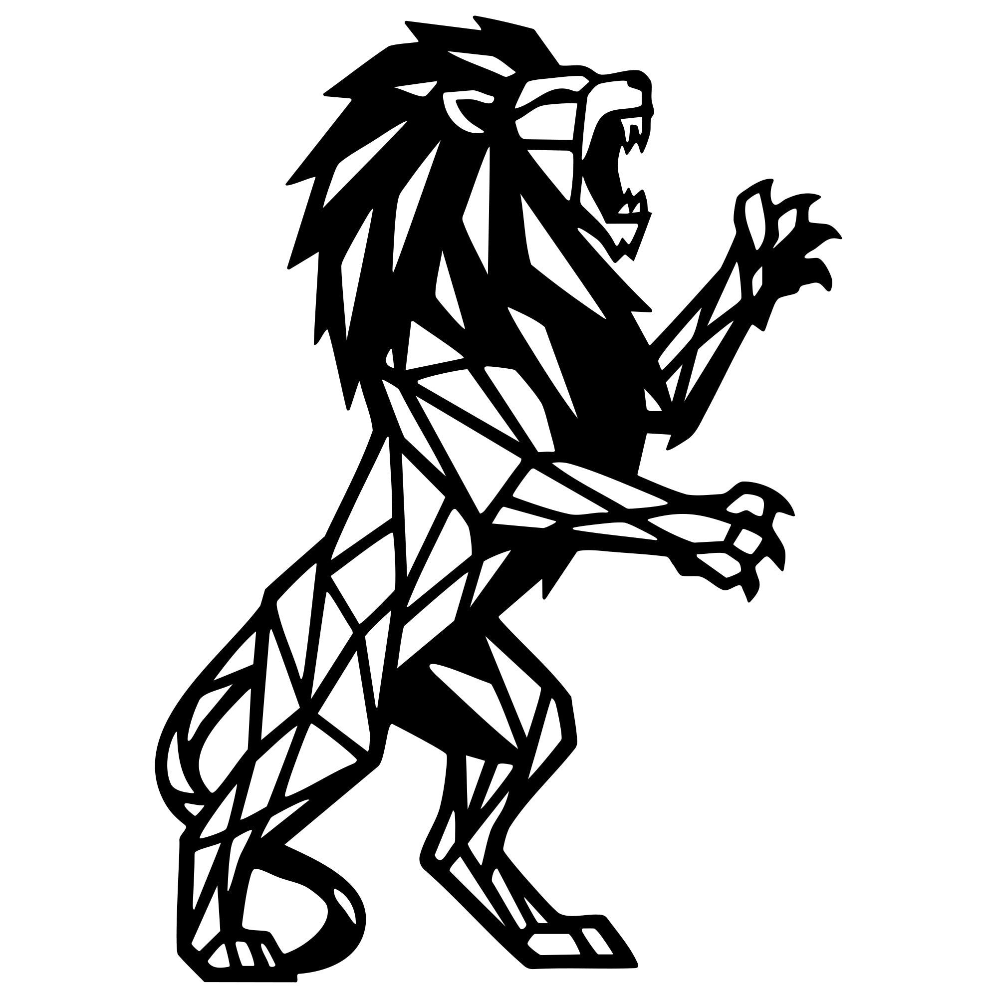 Geometric Lion DXF File – CNC Cutting Design | AWLION1001