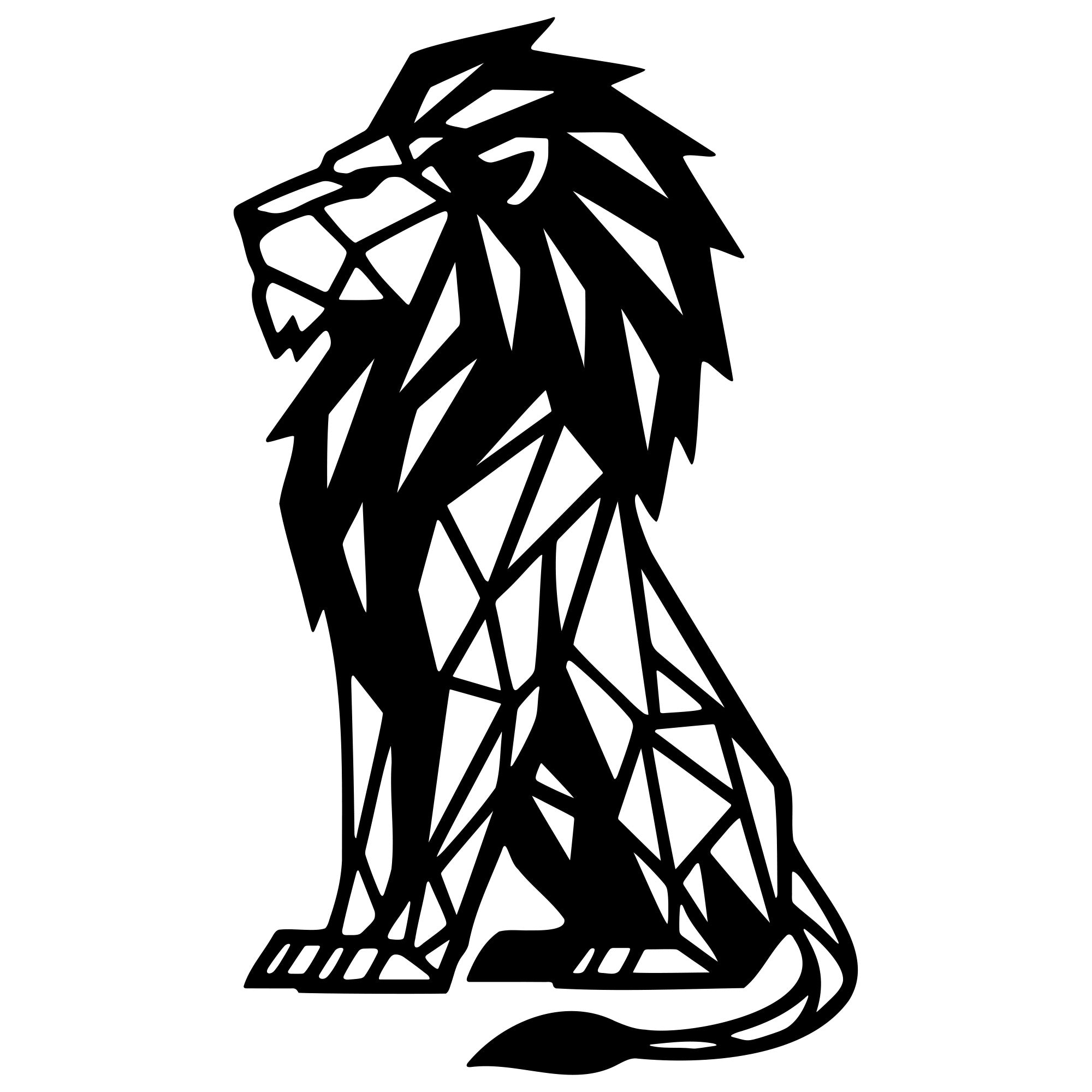 Geometric Lion DXF File – CNC Cutting Design | AWLION1002