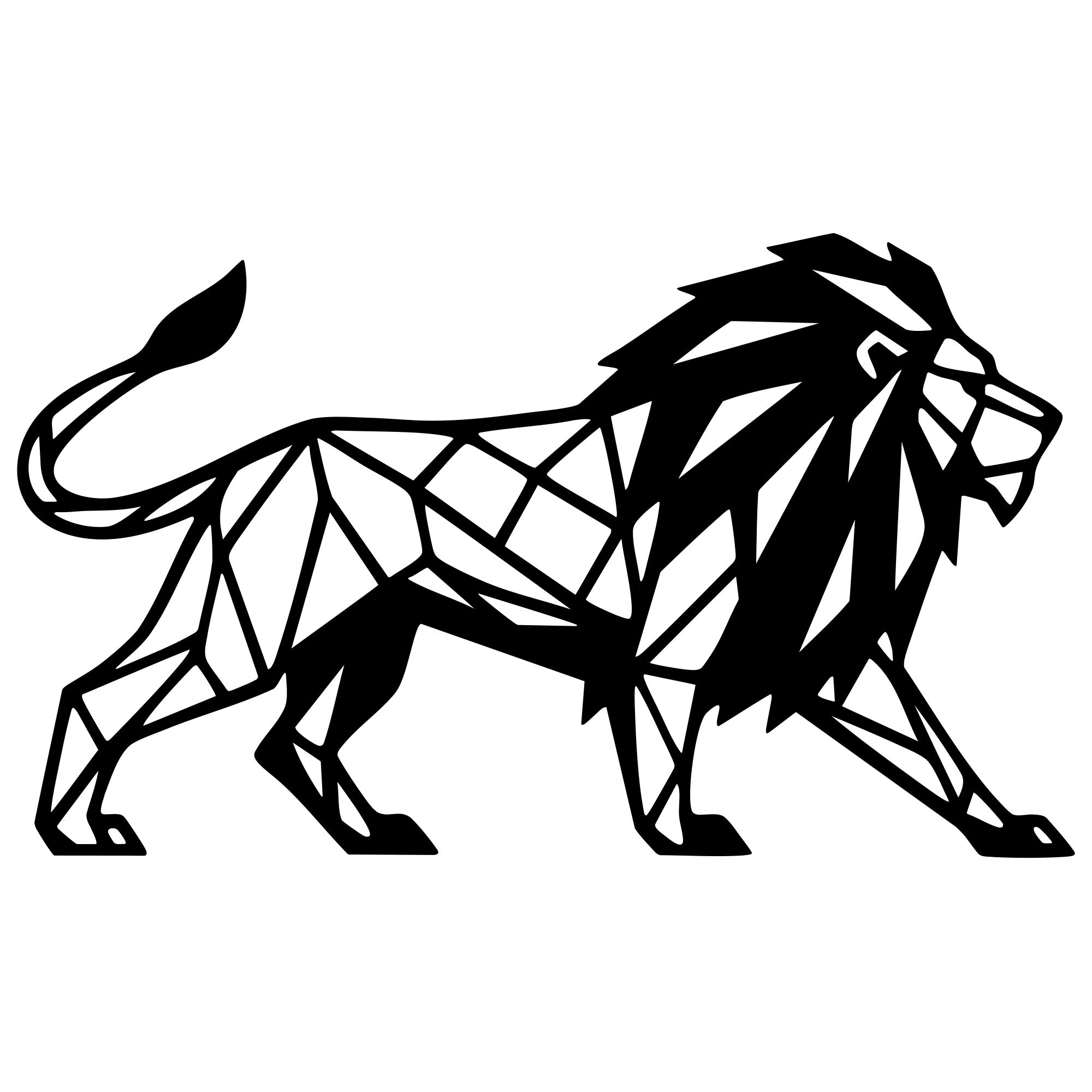 Geometric Lion DXF File – CNC Cutting Design | AWLION1003