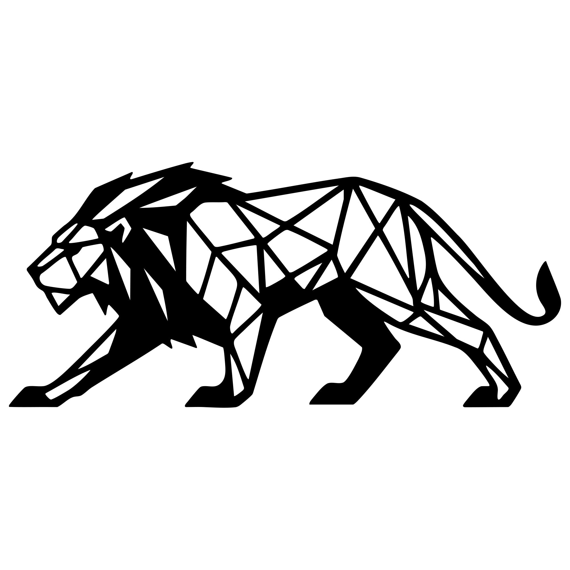 Geometric Lion DXF File – CNC Cutting Design | AWLION1004