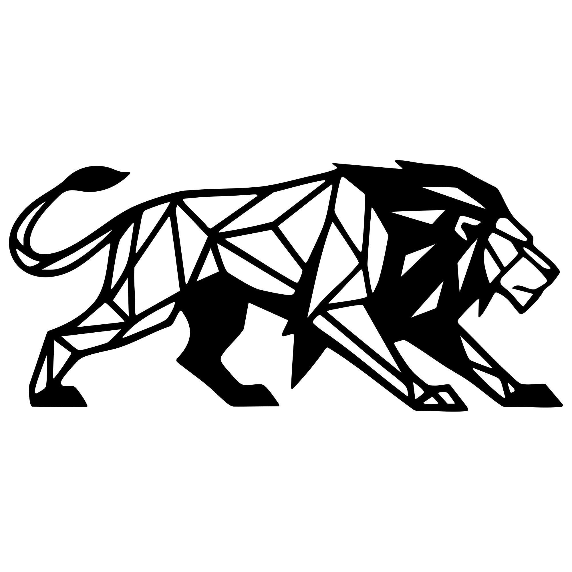 Geometric Lion DXF File – CNC Cutting Design | AWLION1005
