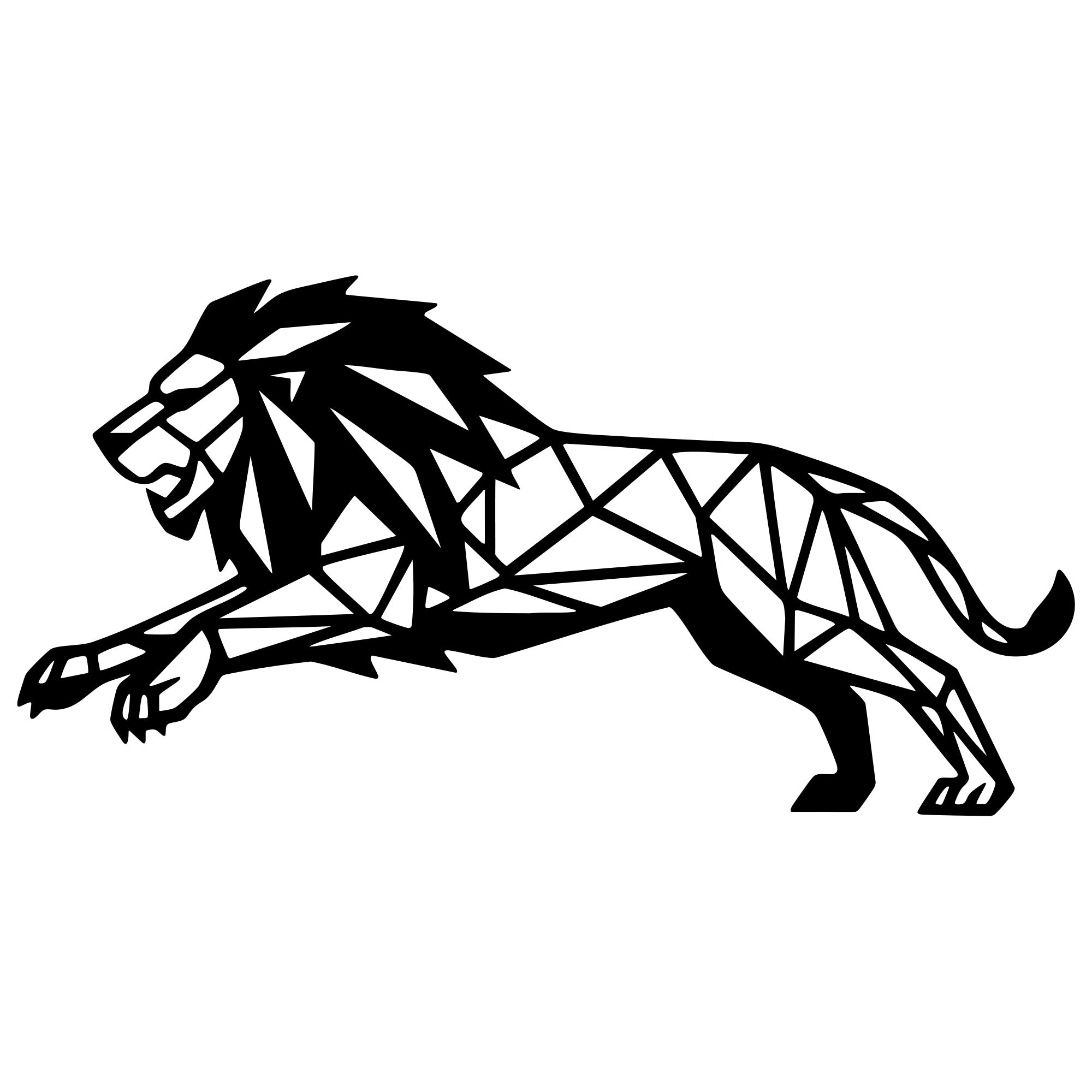 Geometric Lion DXF File – CNC Cutting Design | AWLION1006