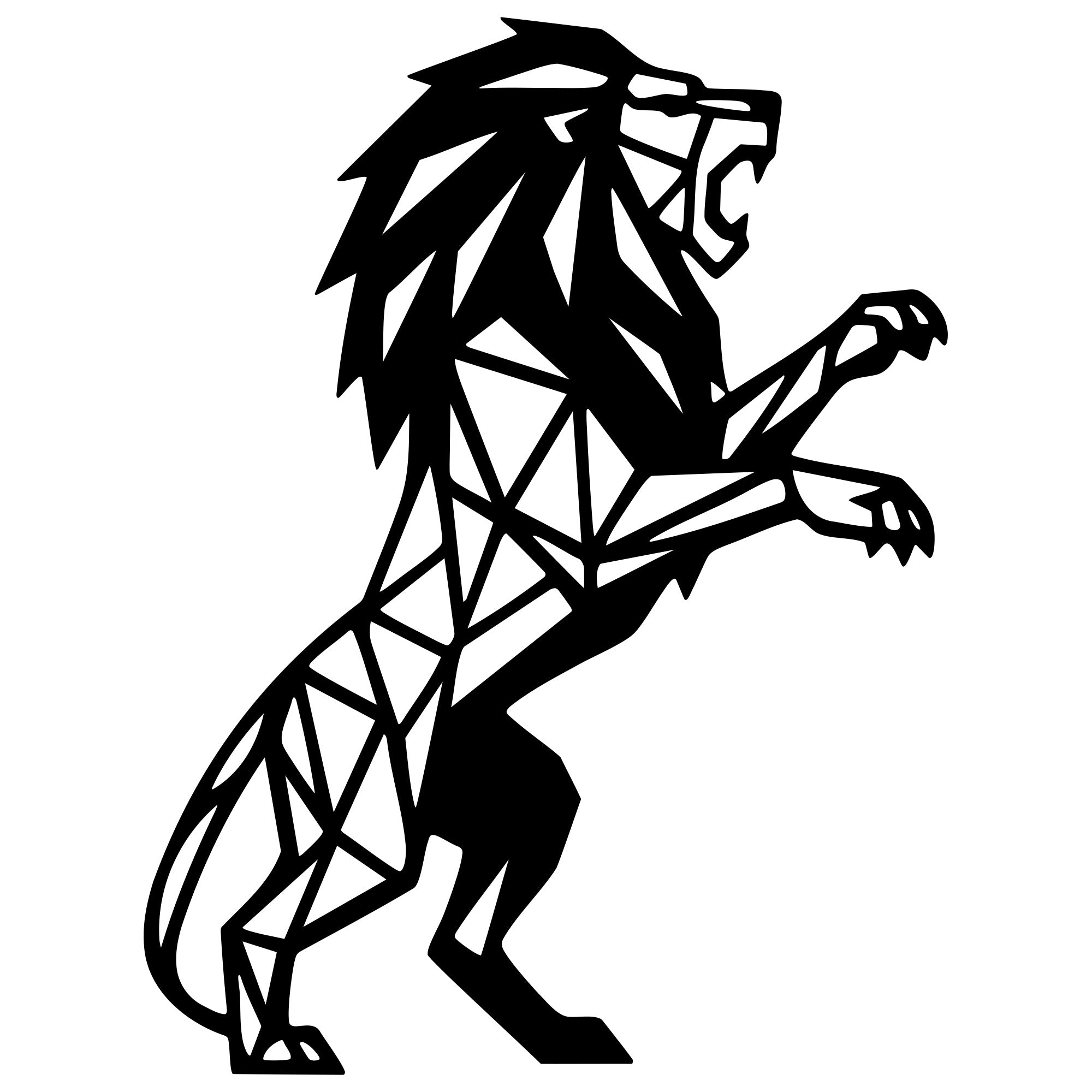 Geometric Lion DXF File – CNC Cutting Design | AWLION1007