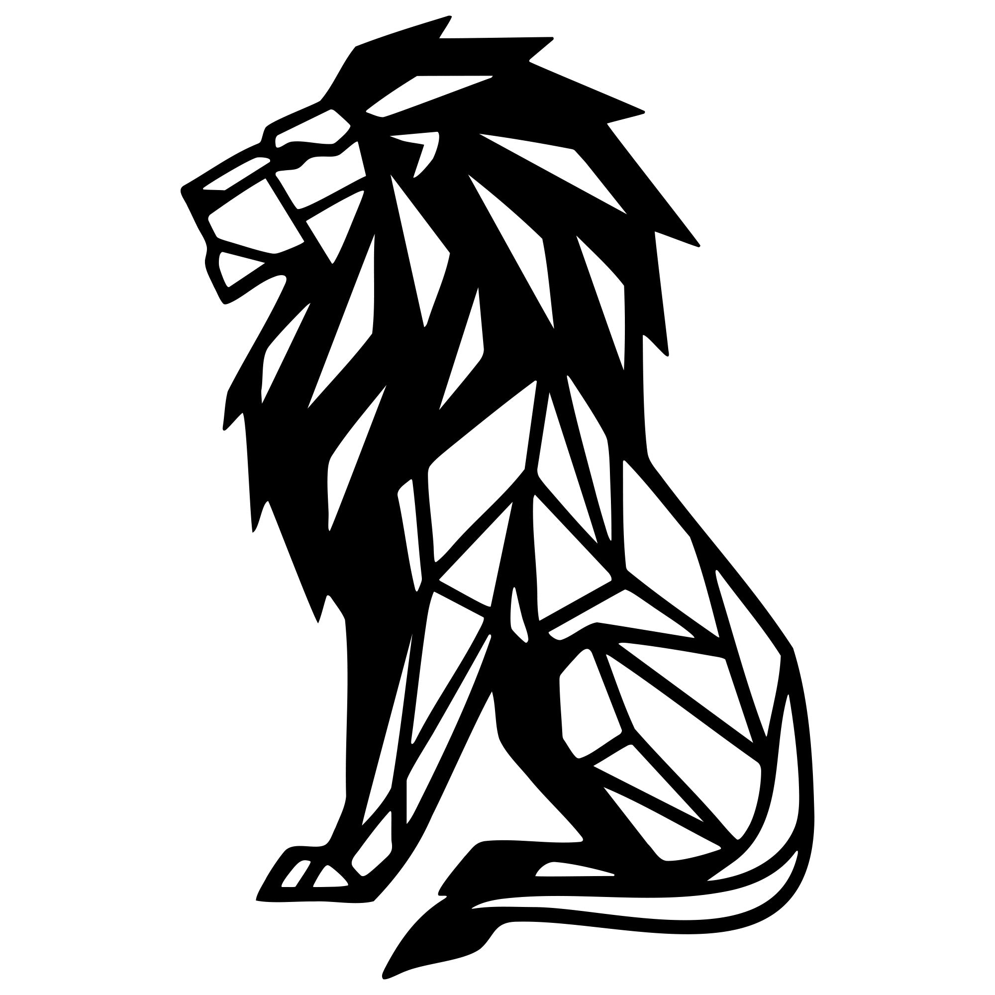 Geometric Lion DXF File – CNC Cutting Design | AWLION1008