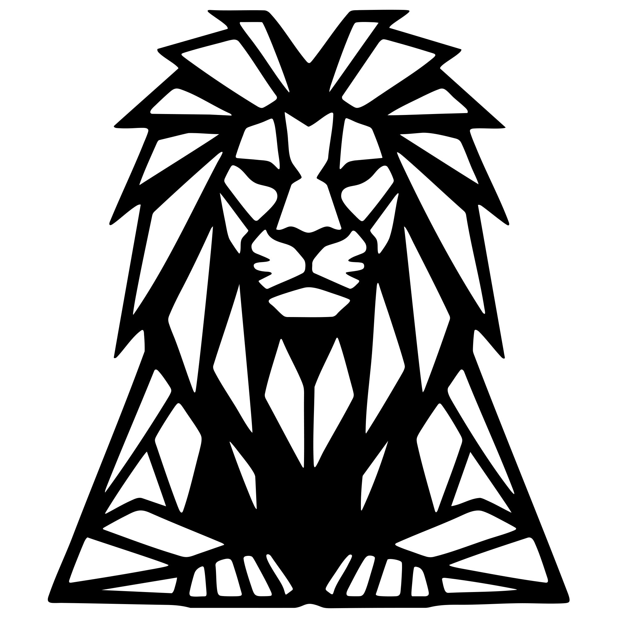 Geometric Lion DXF File – CNC Cutting Design | AWLION1009