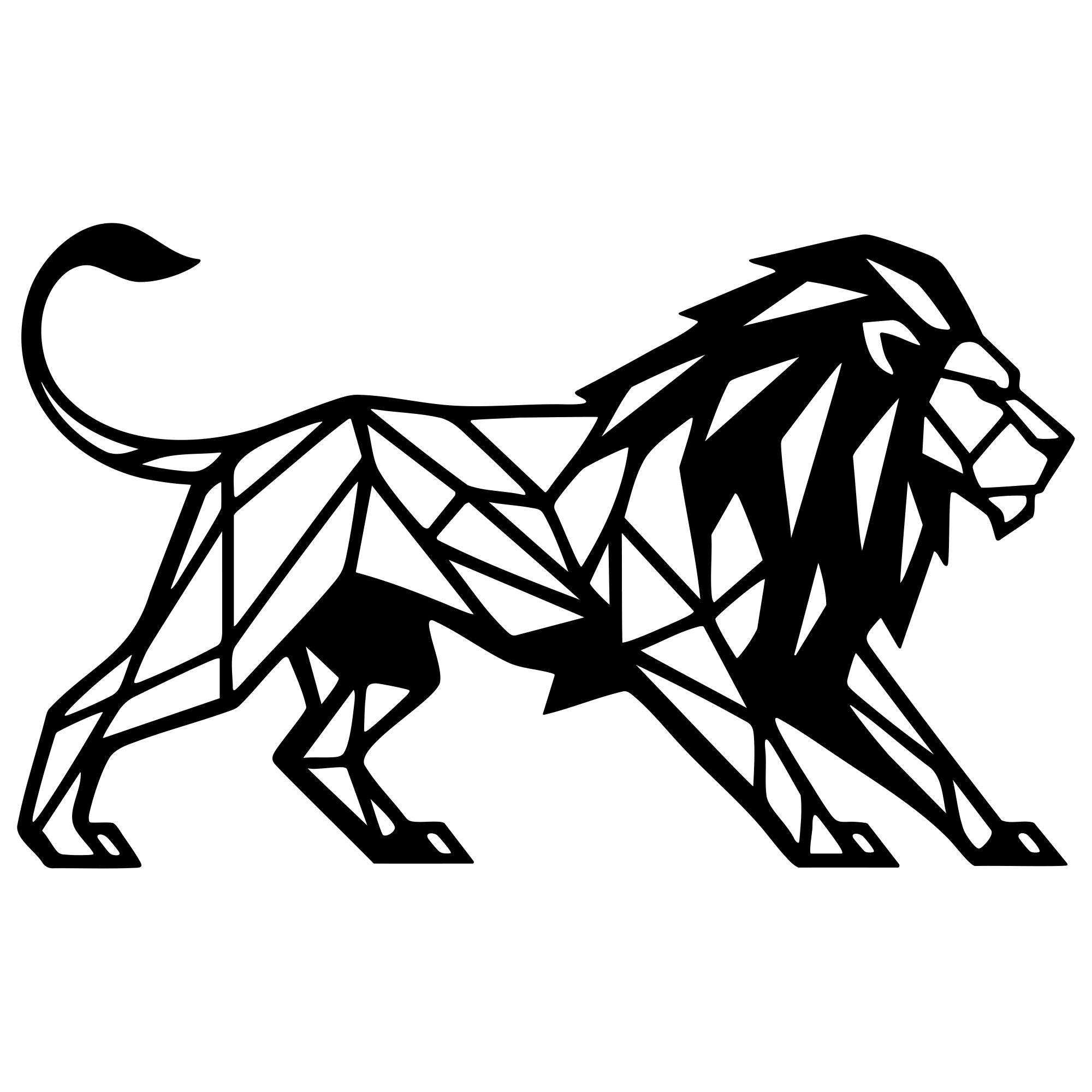 Geometric Lion DXF File – CNC Cutting Design | AWLION1010