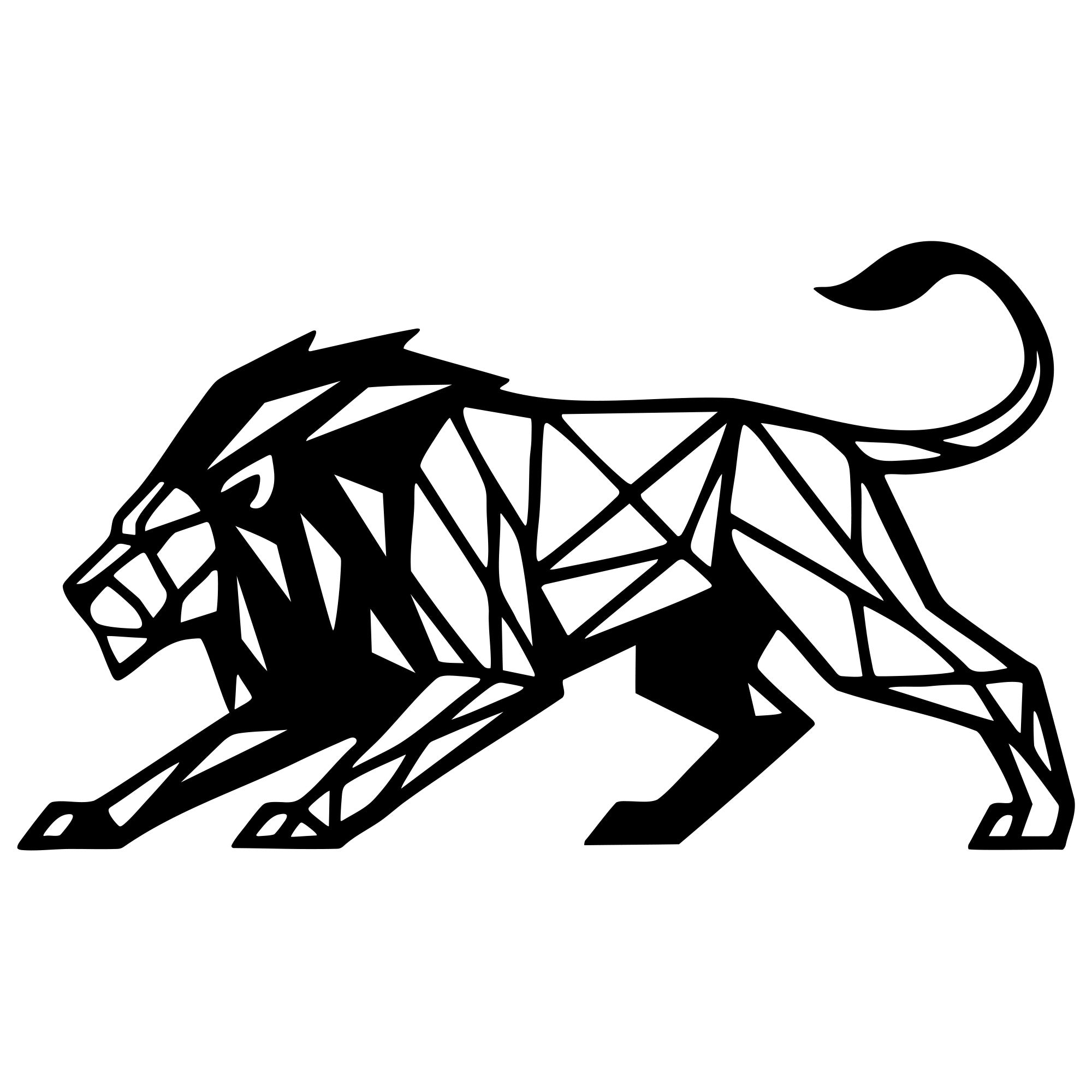 Geometric Lion DXF File – CNC Cutting Design | AWLION1011