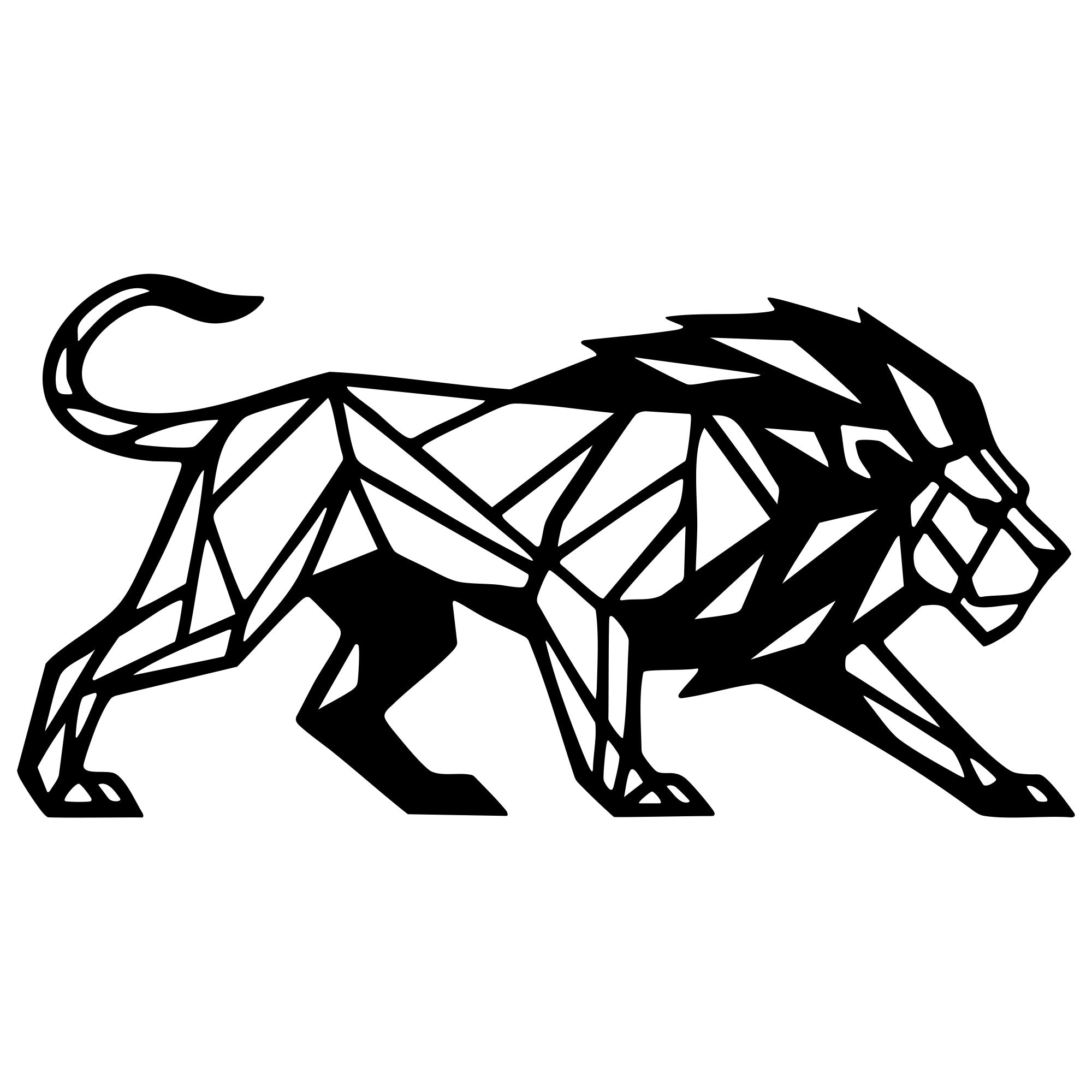 Geometric Lion DXF File – CNC Cutting Design | AWLION1012