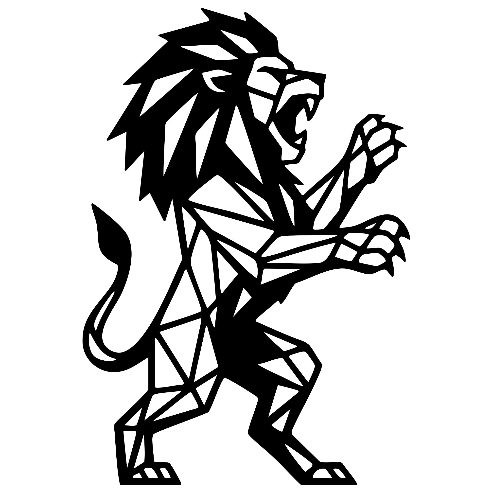 Geometric Lion DXF File – CNC Cutting Design | AWLION1013