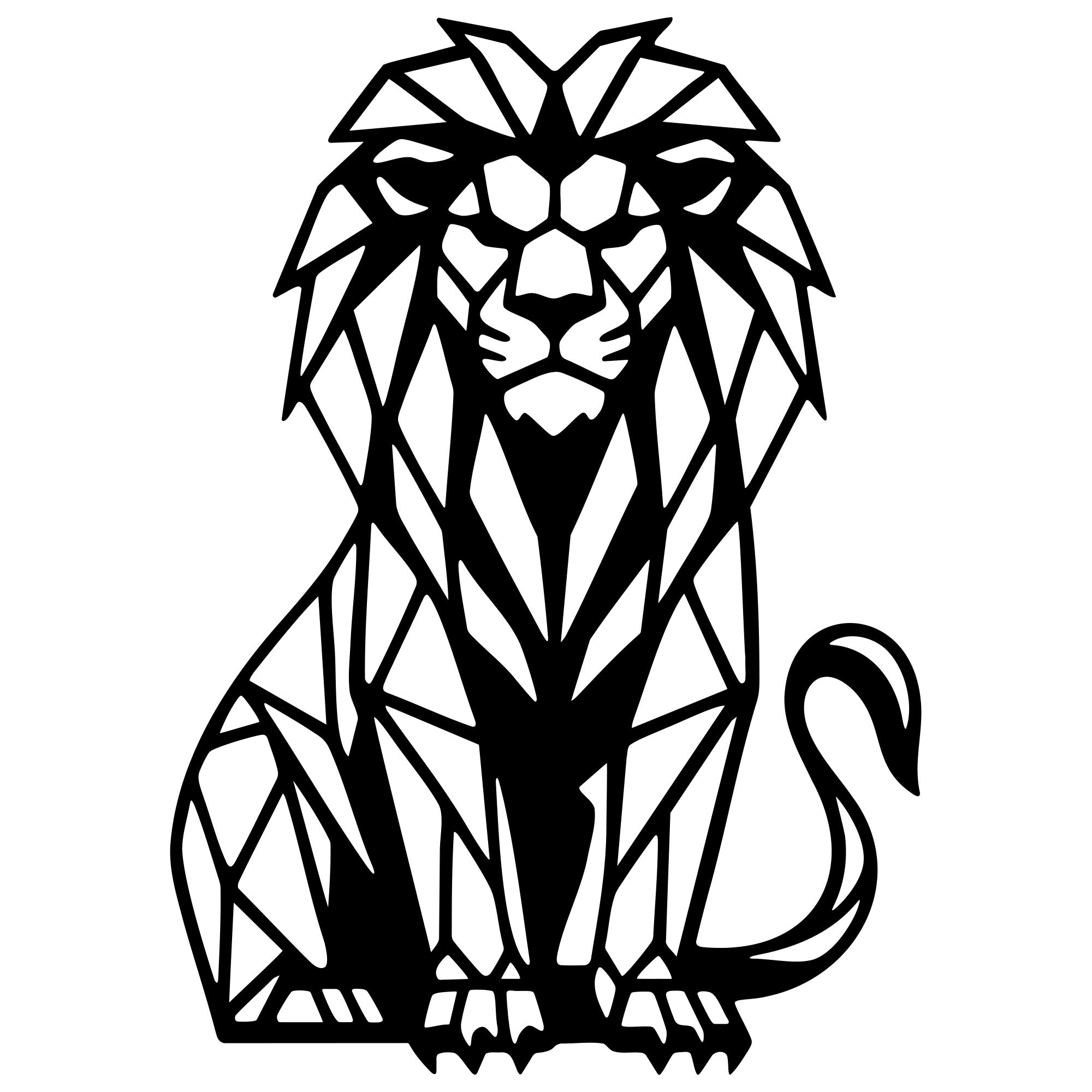 Geometric Lion DXF File – CNC Cutting Design | AWLION1014