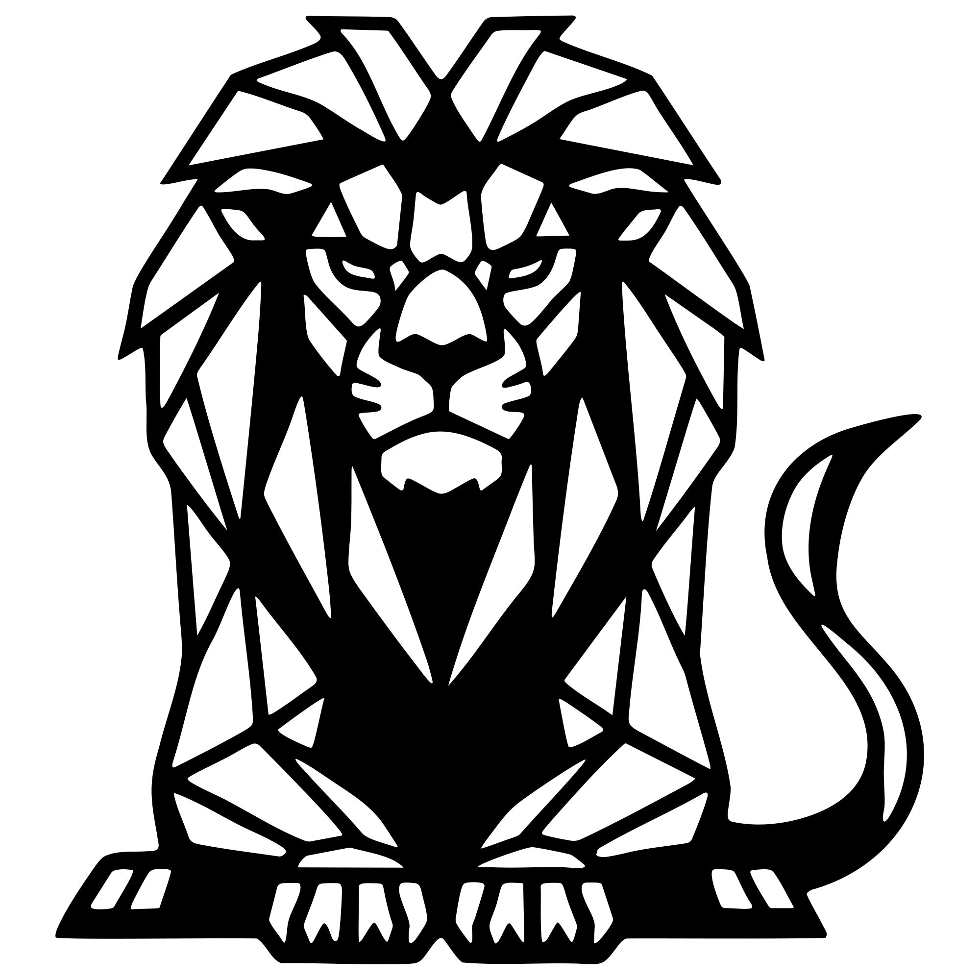 Geometric Lion DXF File – CNC Cutting Design | AWLION1015