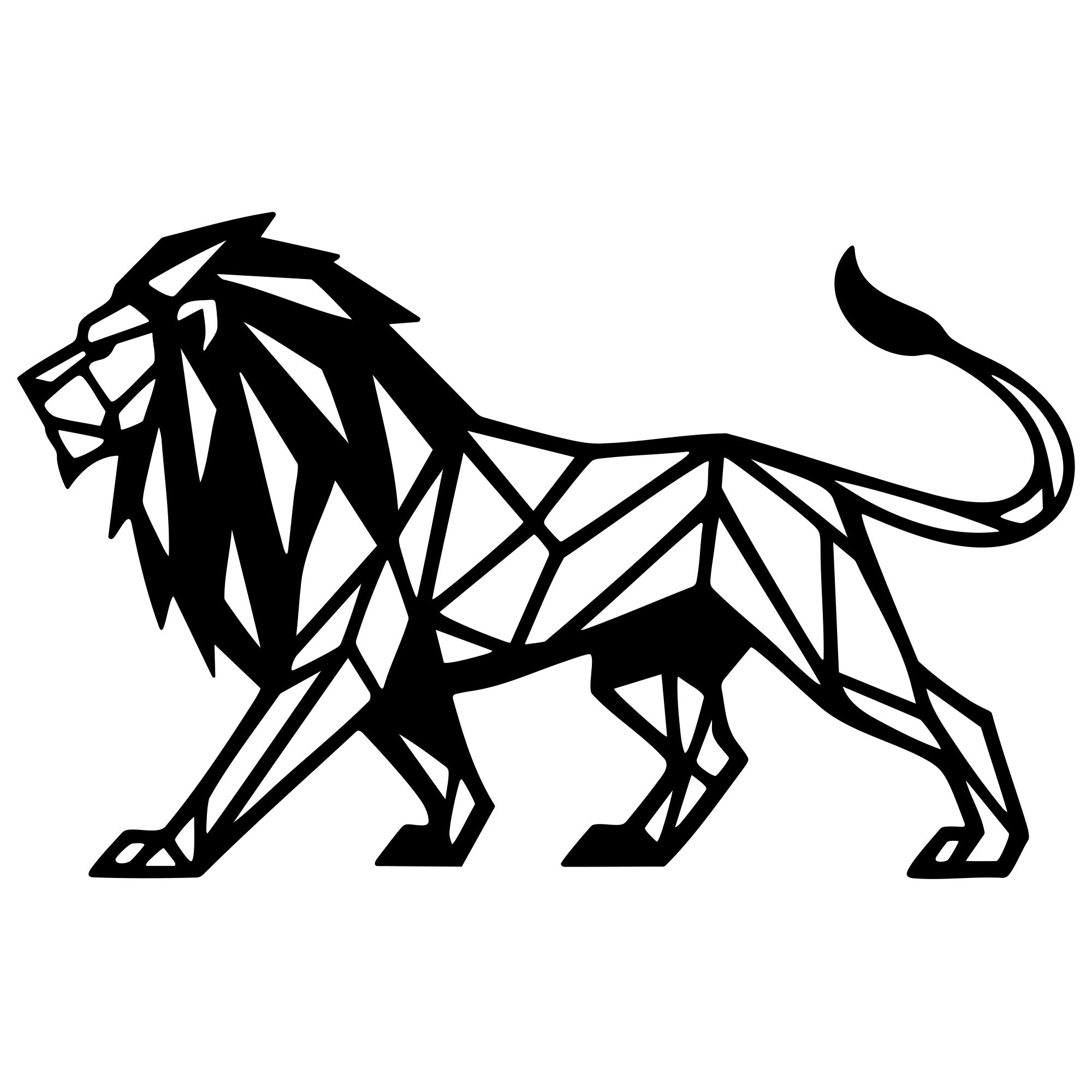 Geometric Lion DXF File – CNC Cutting Design | AWLION1016