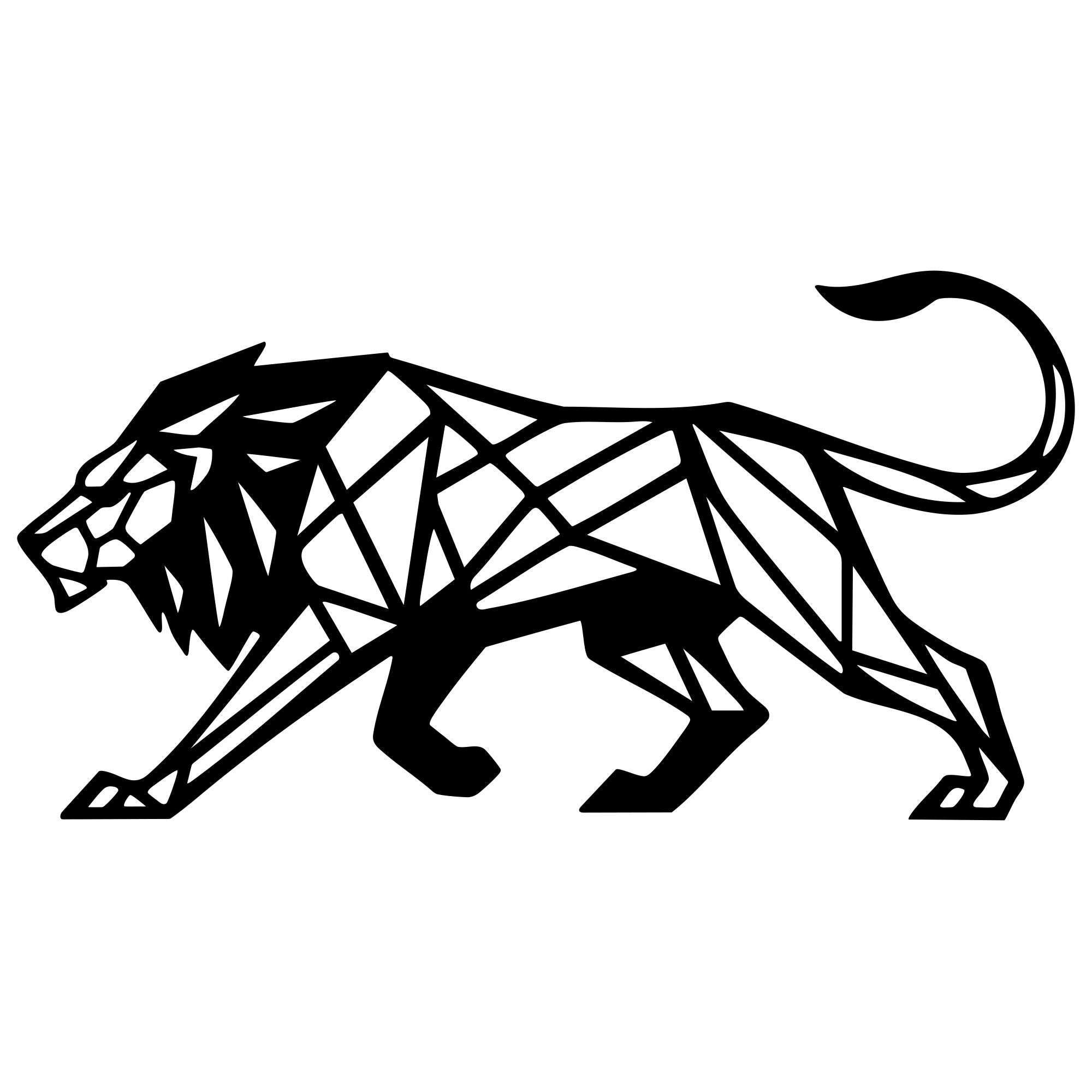 Geometric Lion DXF File – CNC Cutting Design | AWLION1017