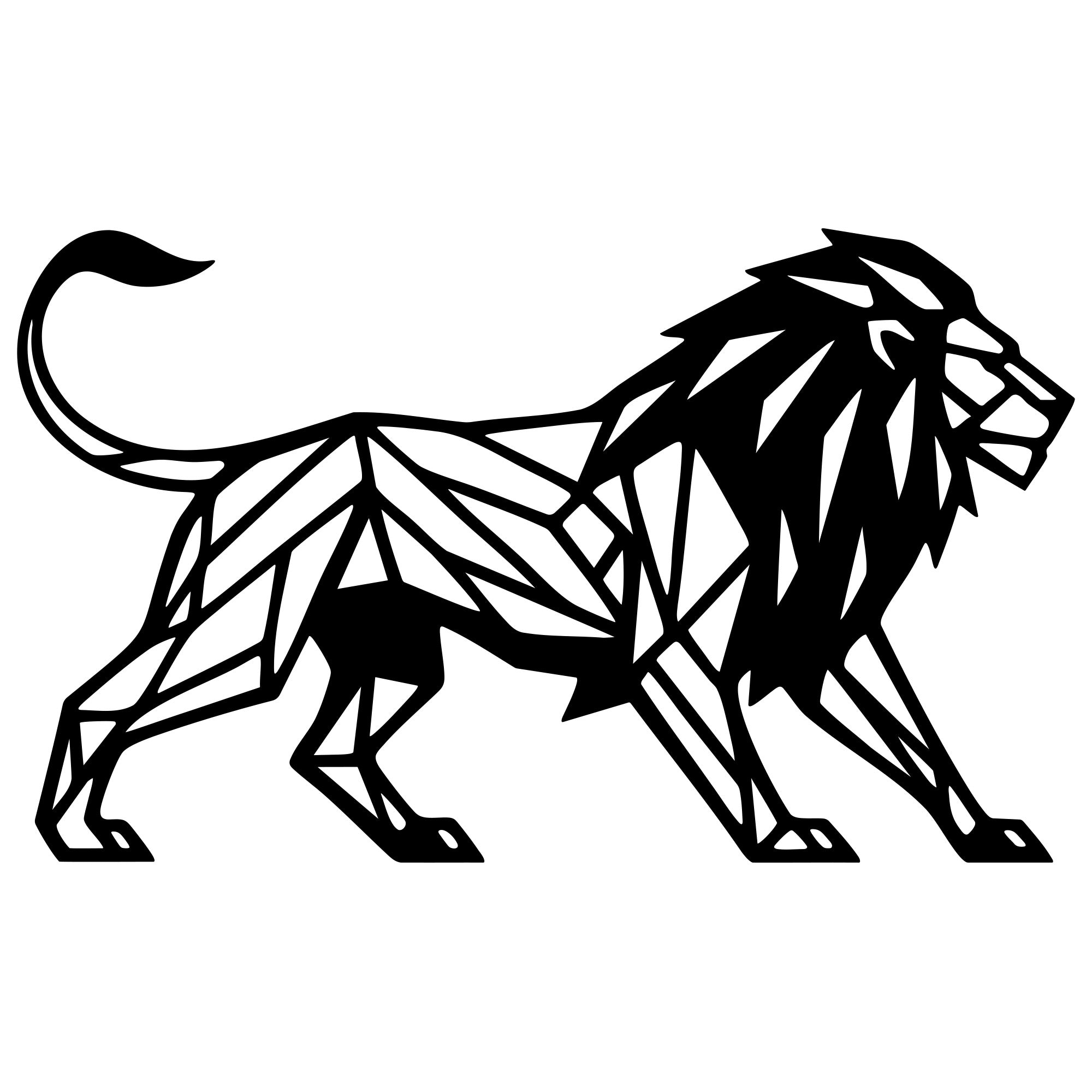 Geometric Lion DXF File – CNC Cutting Design | AWLION1018