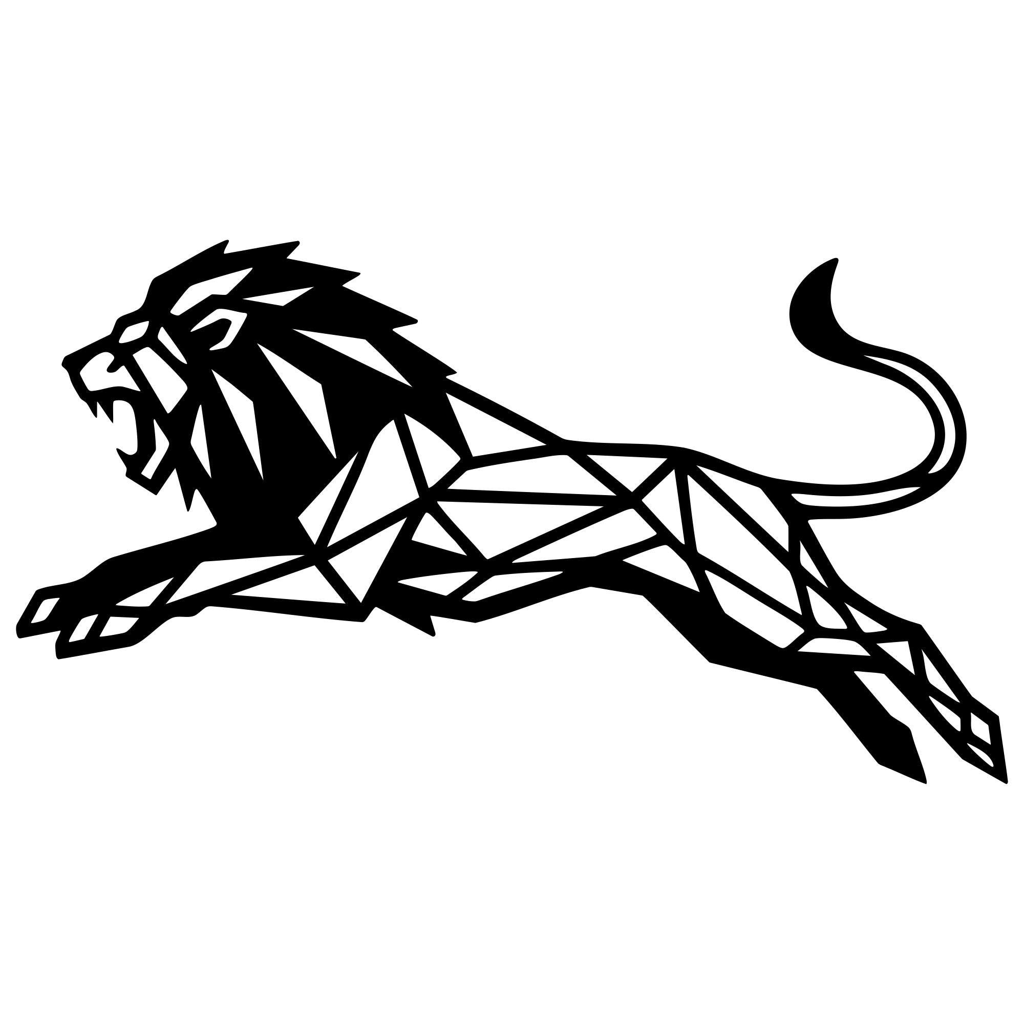 Geometric Lion DXF File – CNC Cutting Design | AWLION1019