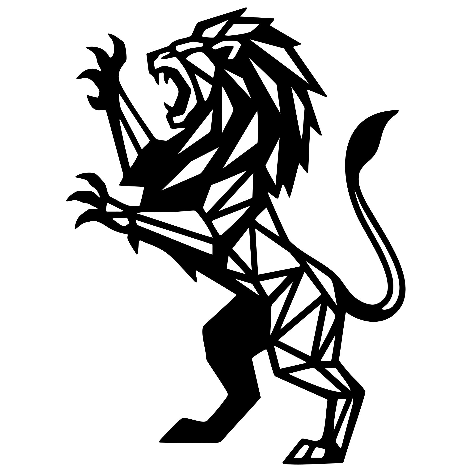 Geometric Lion DXF File – CNC Cutting Design | AWLION1020