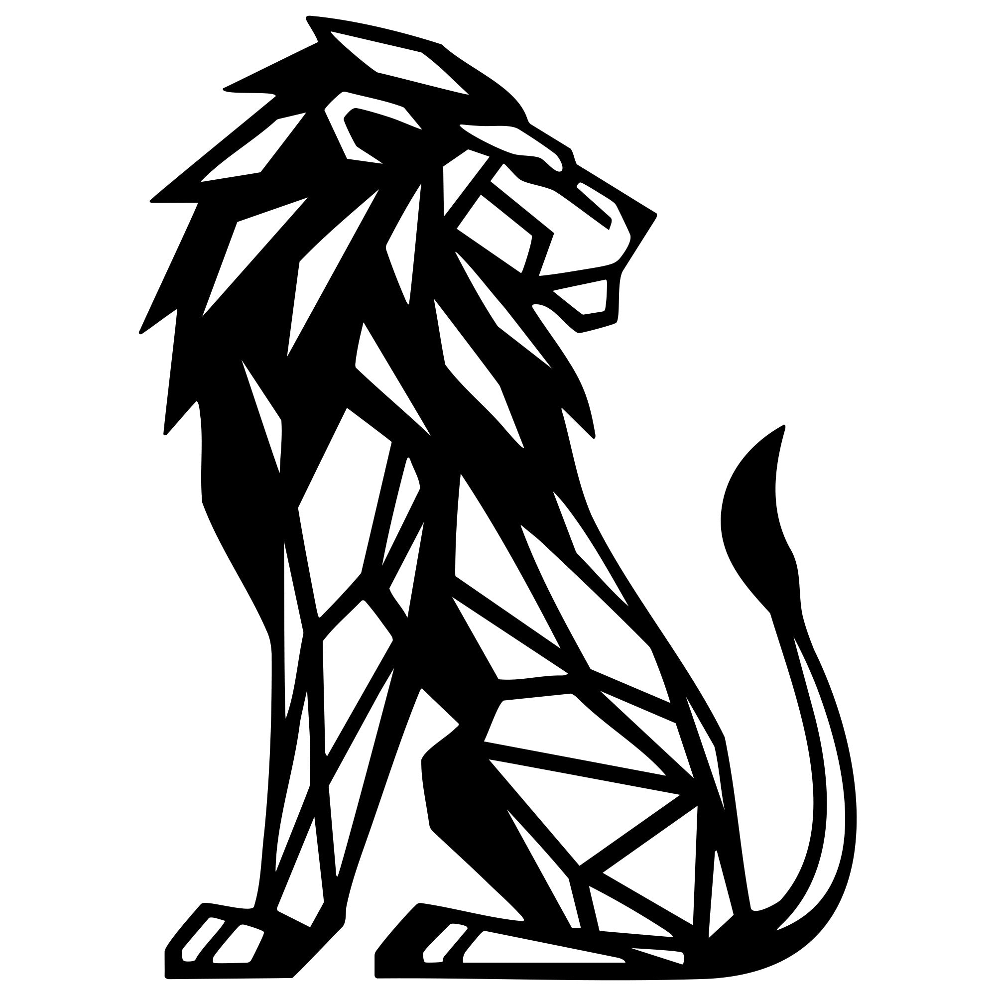 Geometric Lion DXF File – CNC Cutting Design | AWLION1021