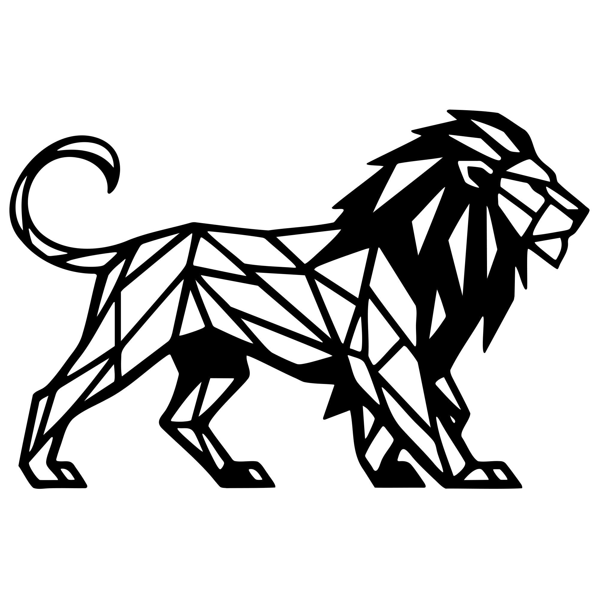 Geometric Lion DXF File – CNC Cutting Design | AWLION1022