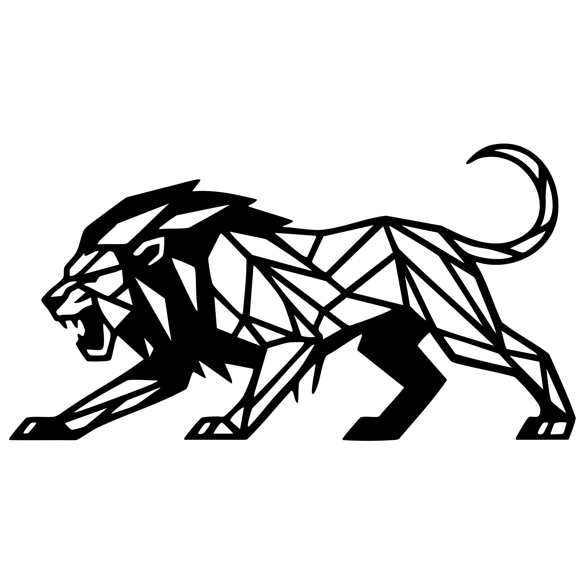 Geometric Lion DXF File – CNC Cutting Design | AWLION1023