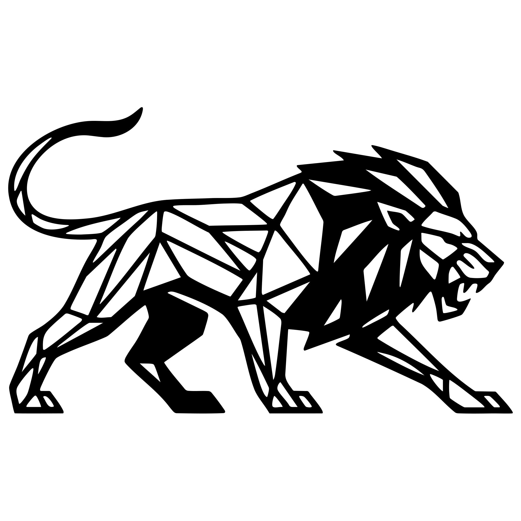 Geometric Lion DXF File – CNC Cutting Design | AWLION1024