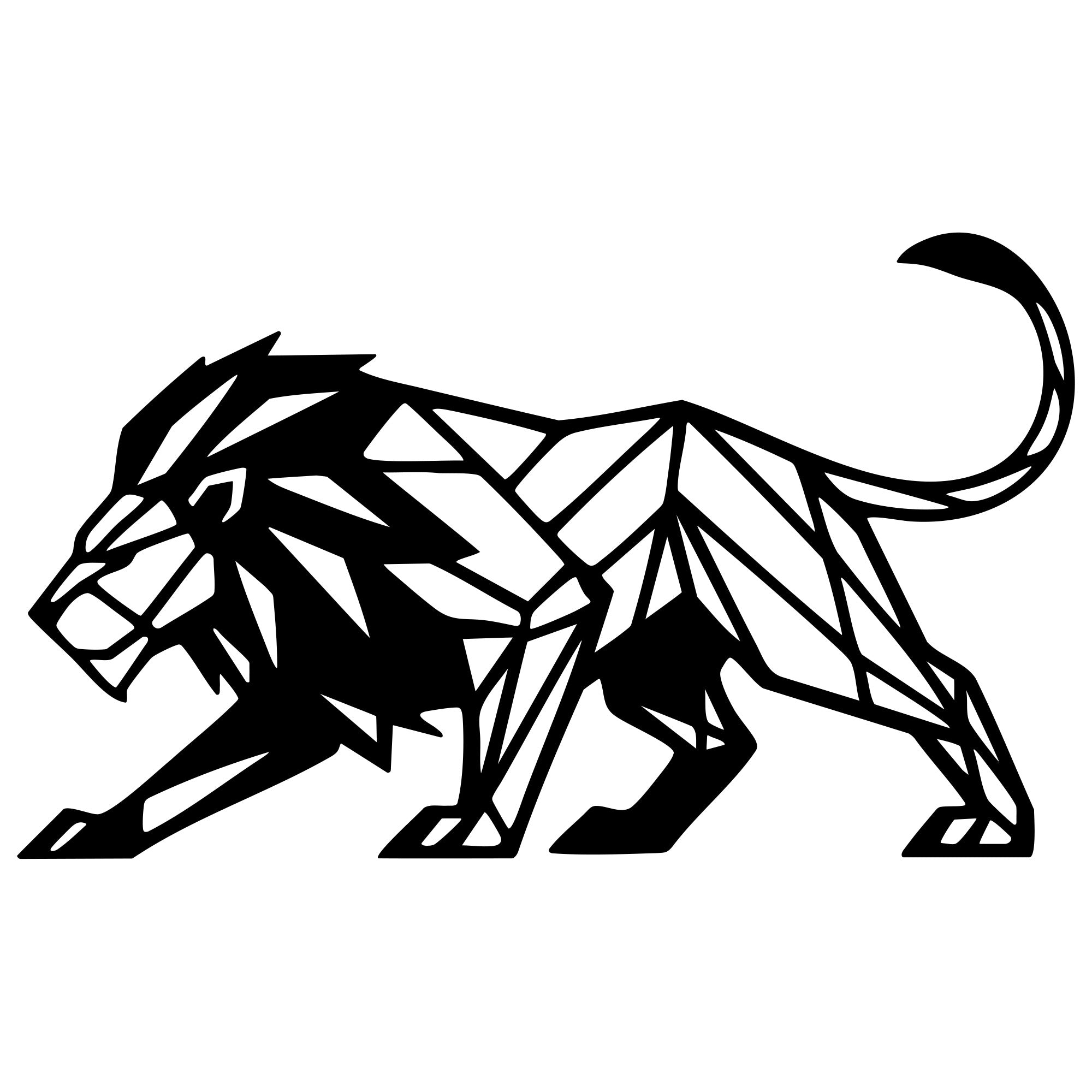 Geometric Lion DXF File – CNC Cutting Design | AWLION1025