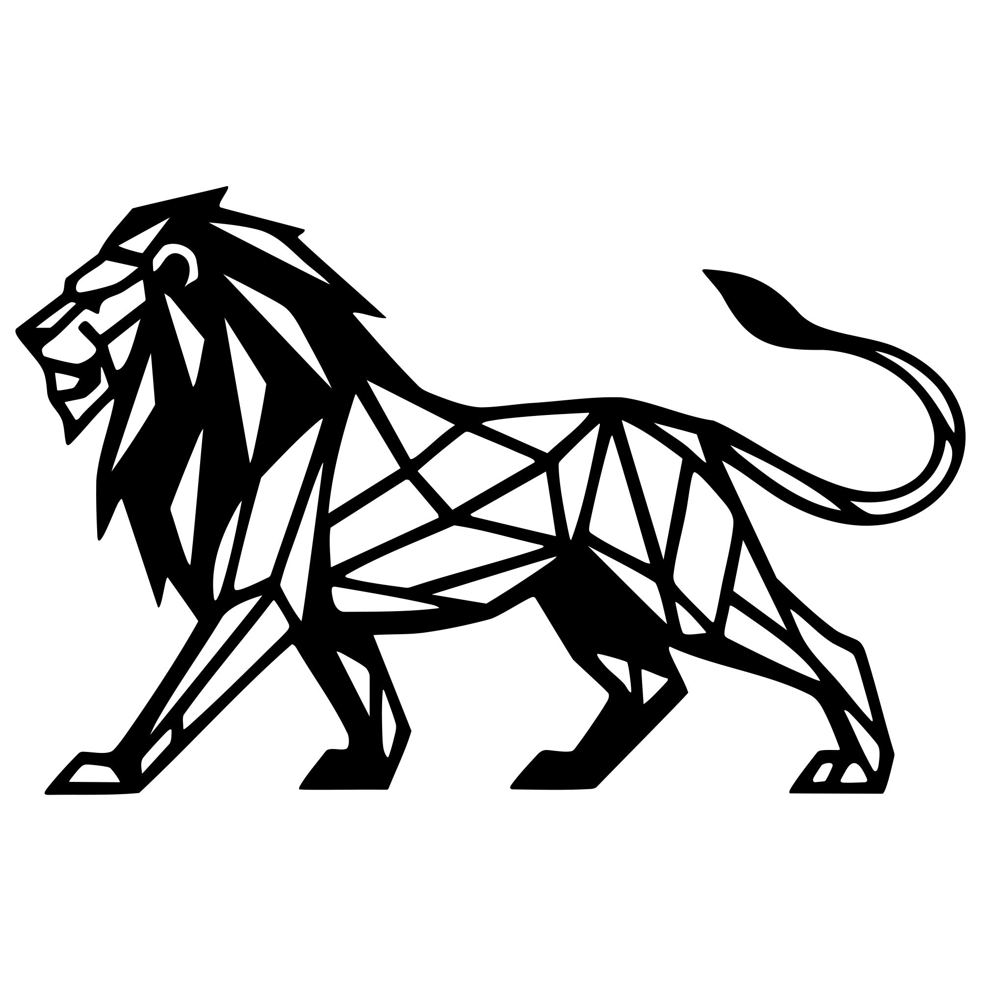 Geometric Lion DXF File – CNC Cutting Design | AWLION1026