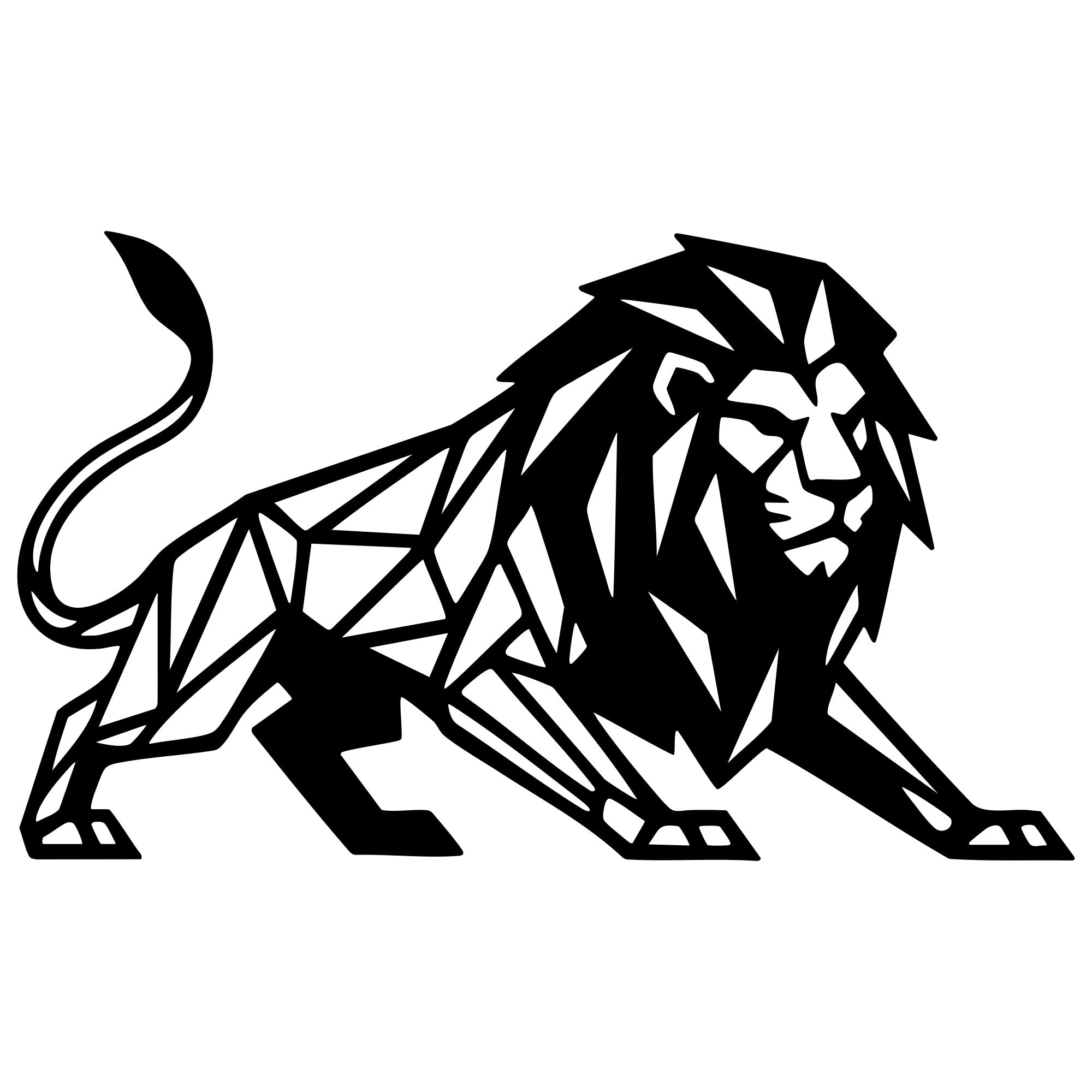 Geometric Lion DXF File – CNC Cutting Design | AWLION1027