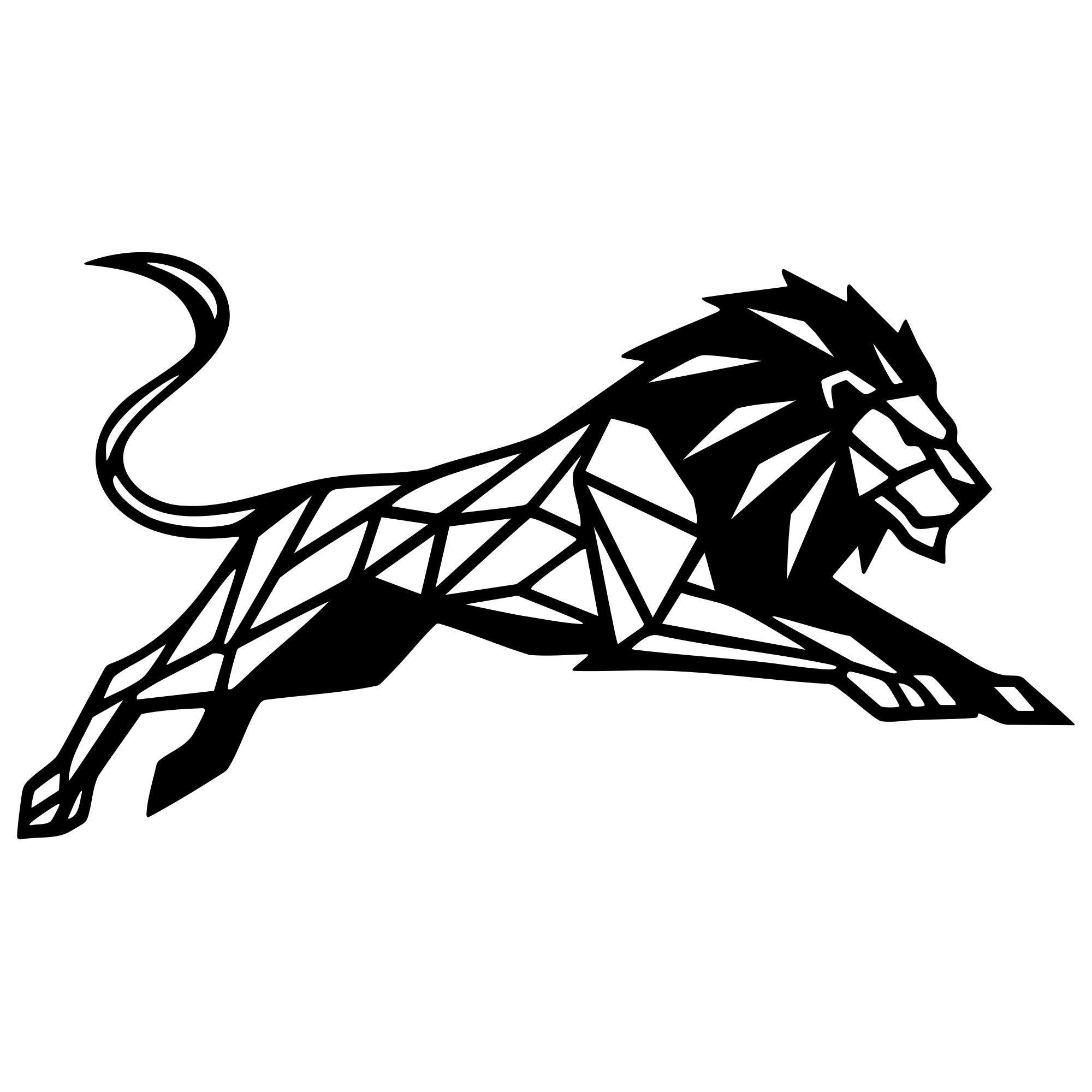 Geometric Lion DXF File – CNC Cutting Design | AWLION1029
