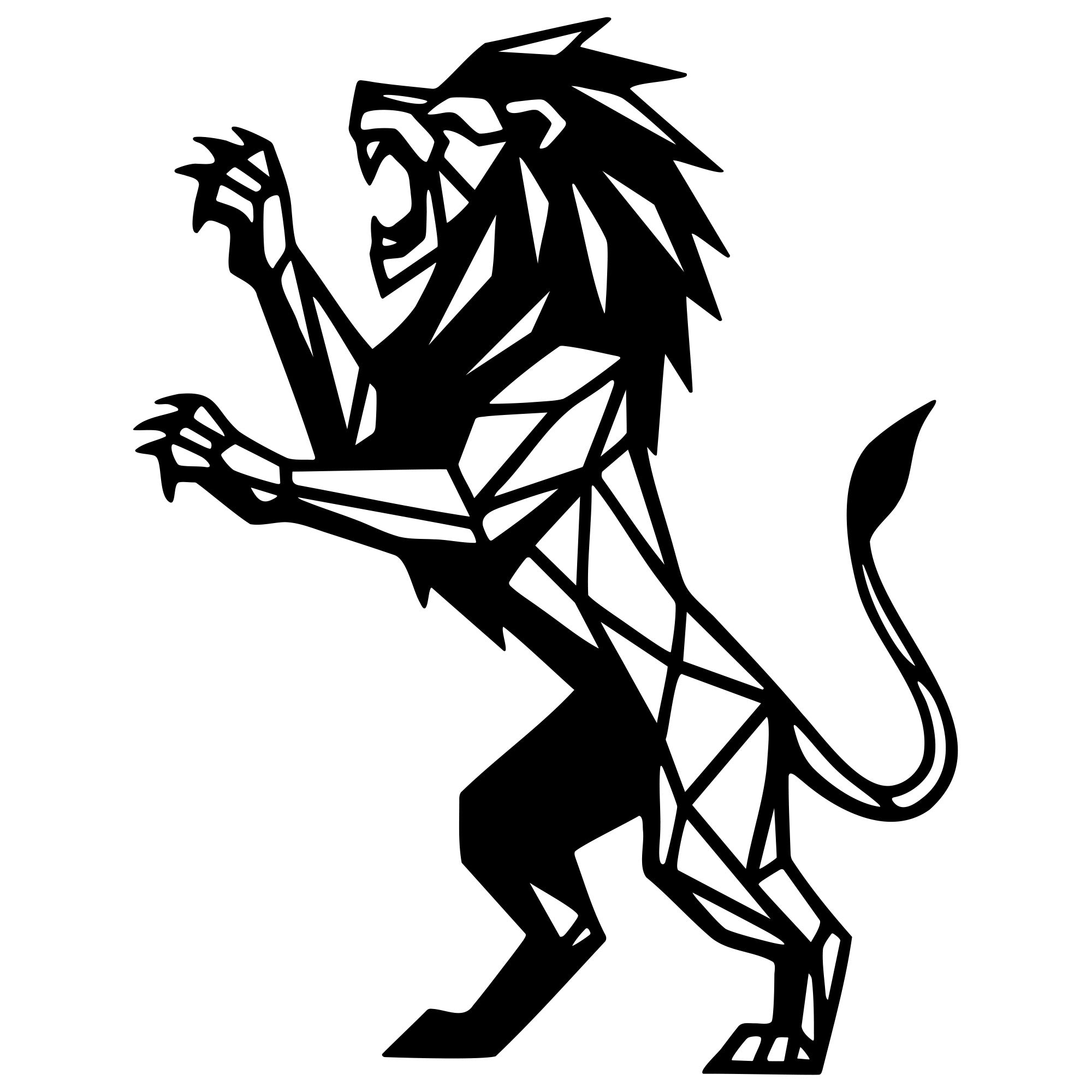 Geometric Lion DXF File – CNC Cutting Design | AWLION1030