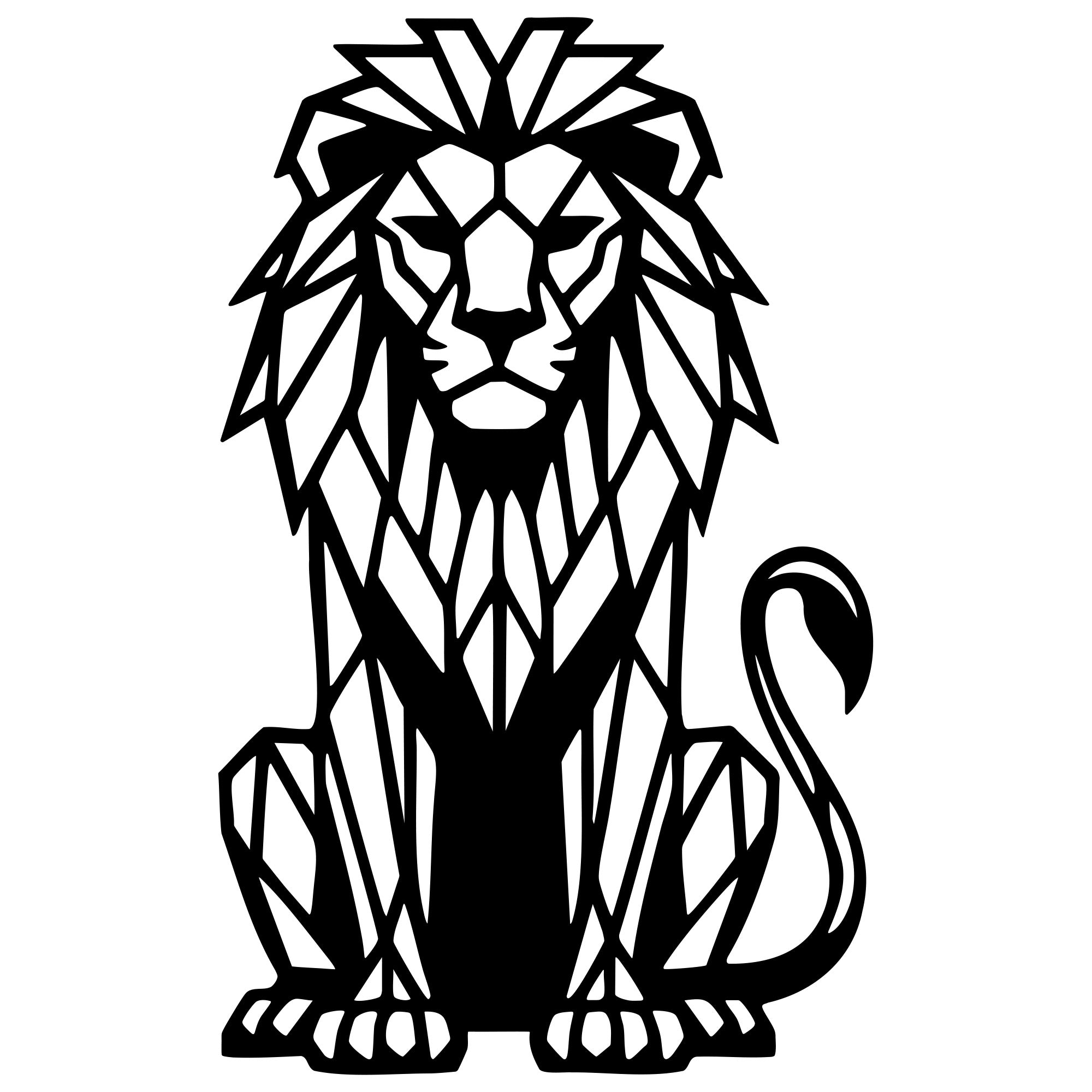 Geometric Lion DXF File – CNC Cutting Design | AWLION1031