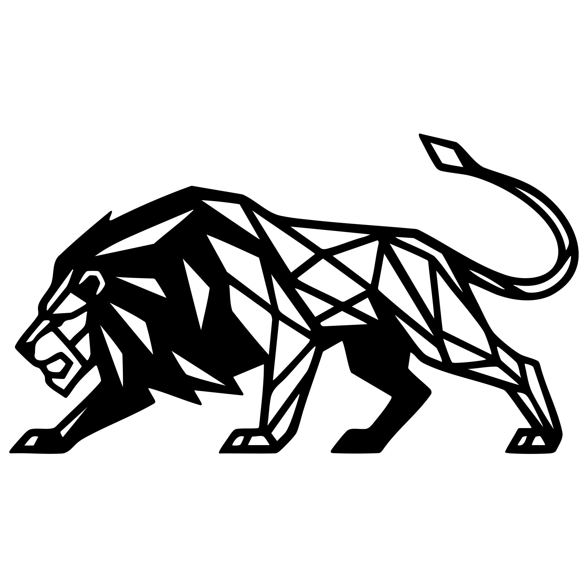 Geometric Lion DXF File – CNC Cutting Design | AWLION1033