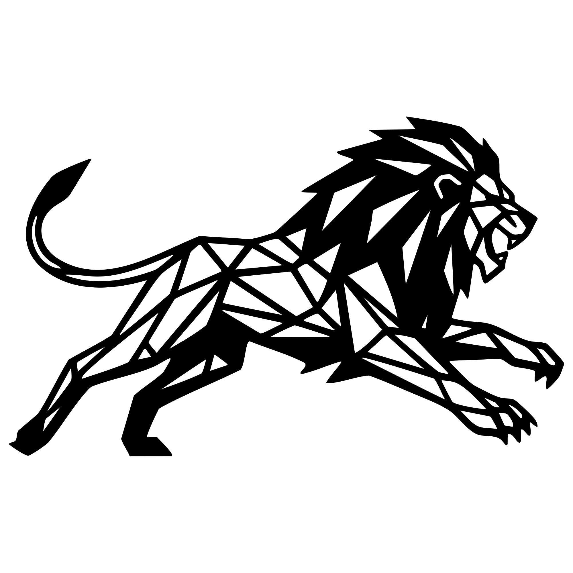 Geometric Lion DXF File – CNC Cutting Design | AWLION1034