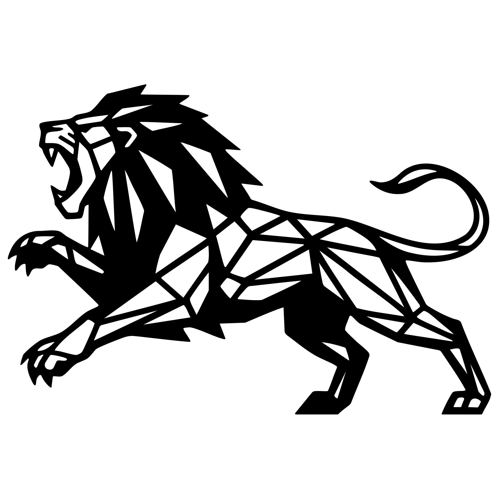 Geometric Lion DXF File – CNC Cutting Design | AWLION1035