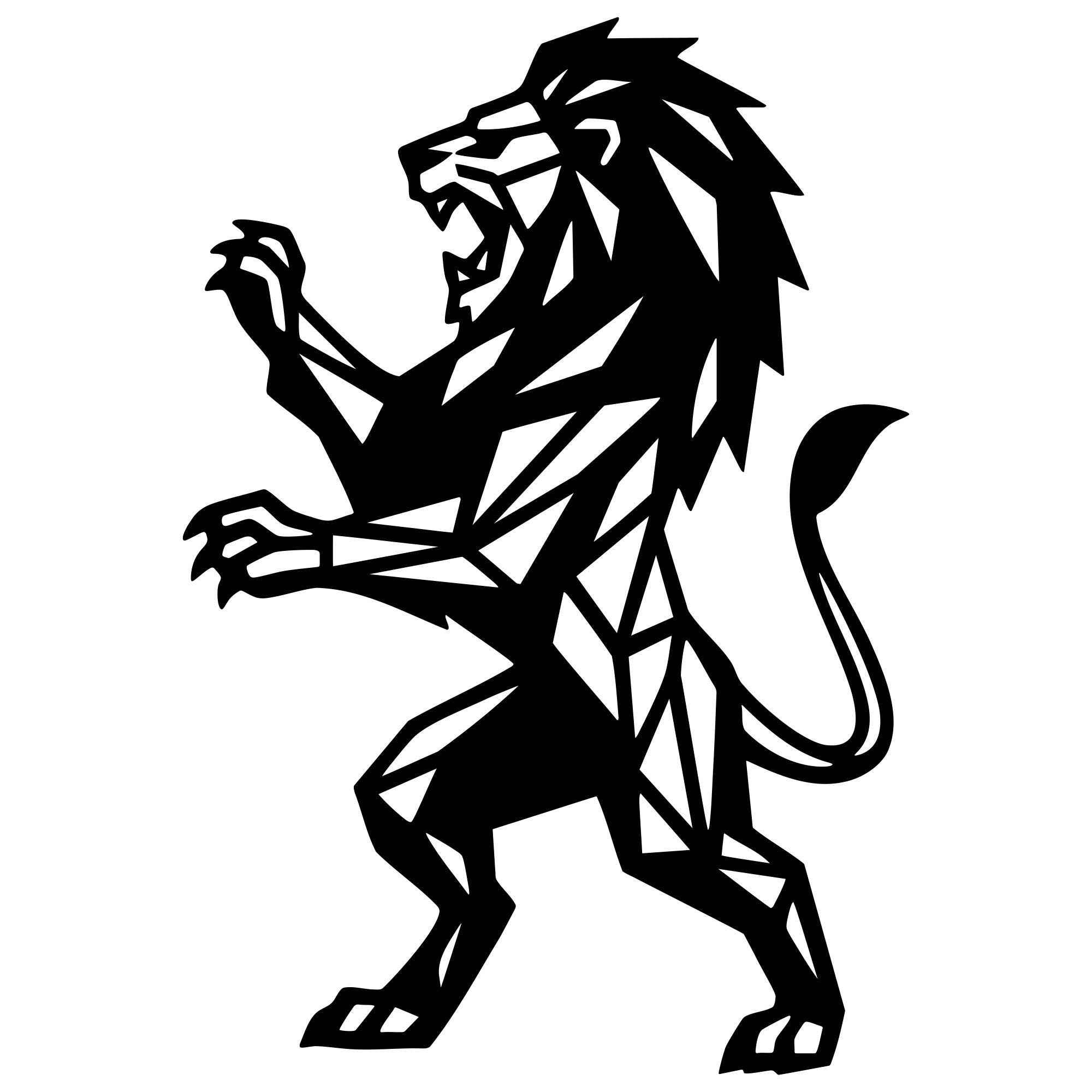 Geometric Lion DXF File – CNC Cutting Design | AWLION1036