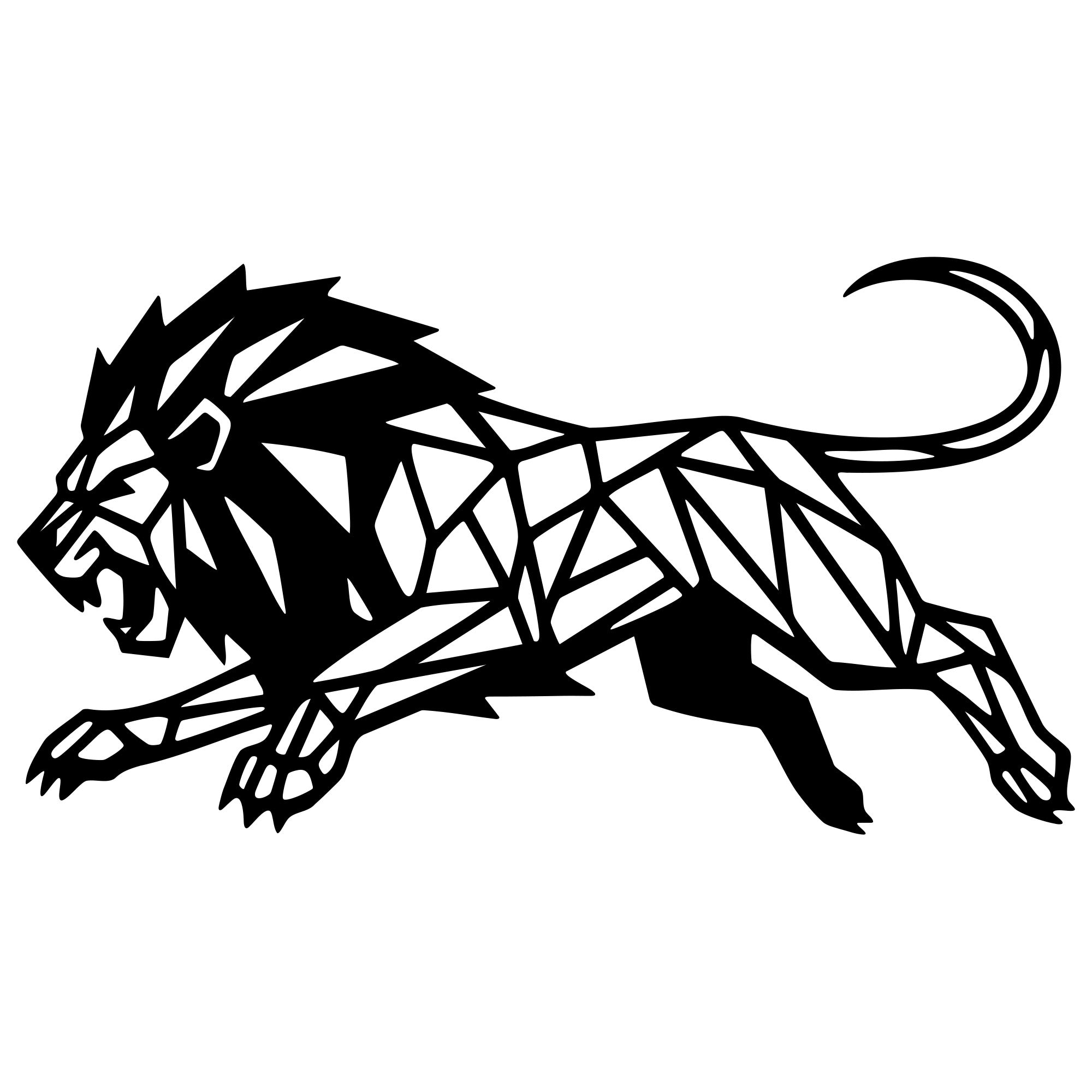 Geometric Lion DXF File – CNC Cutting Design | AWLION1037