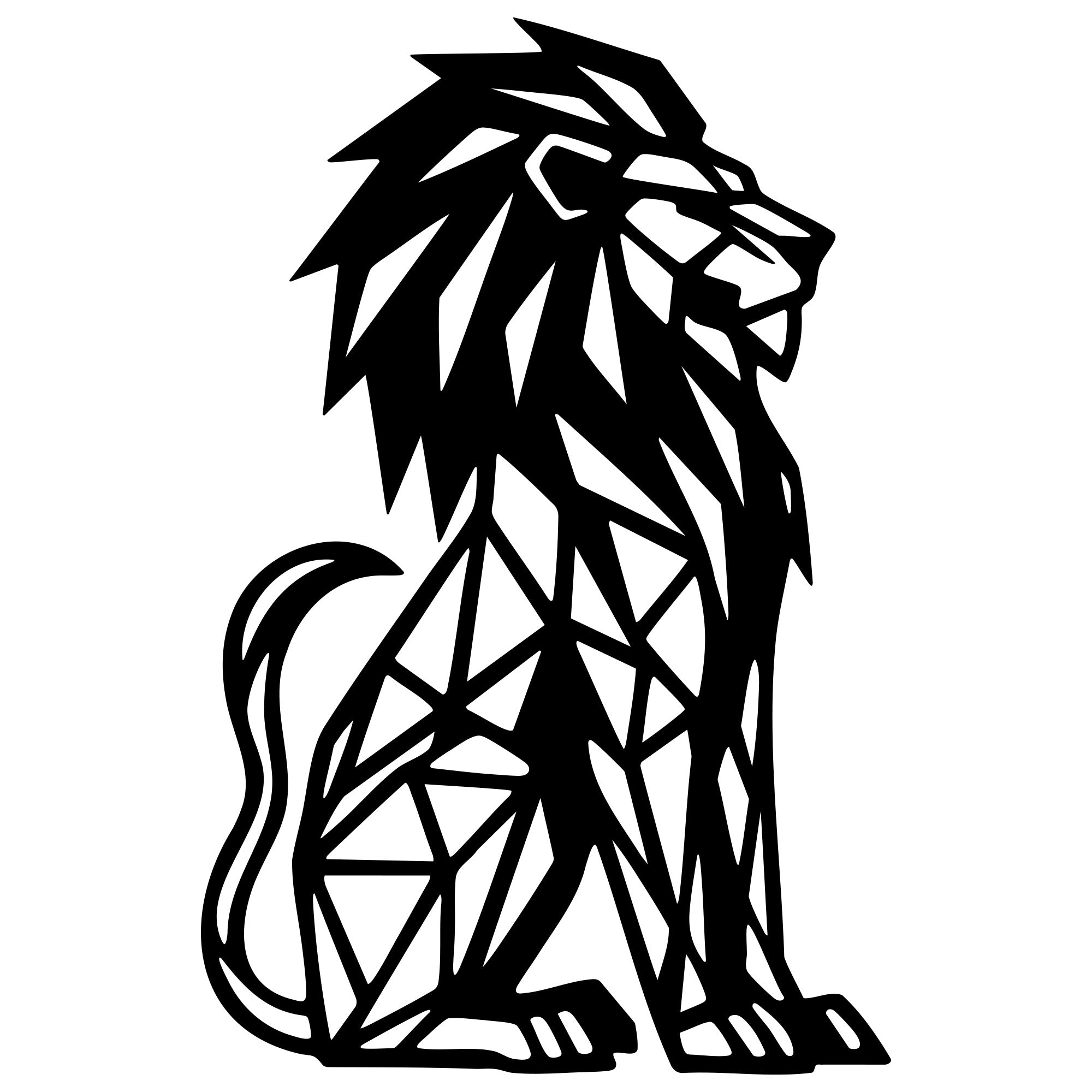 Geometric Lion DXF File – CNC Cutting Design | AWLION1039